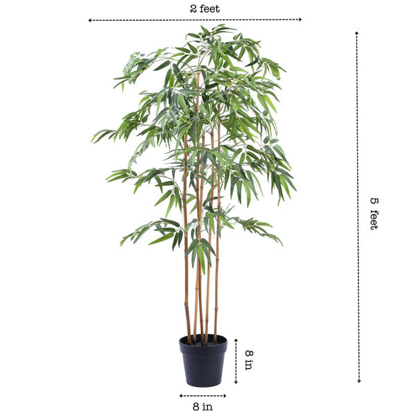 Artificial Bamboo Plant in Black Pot (5 Feet)