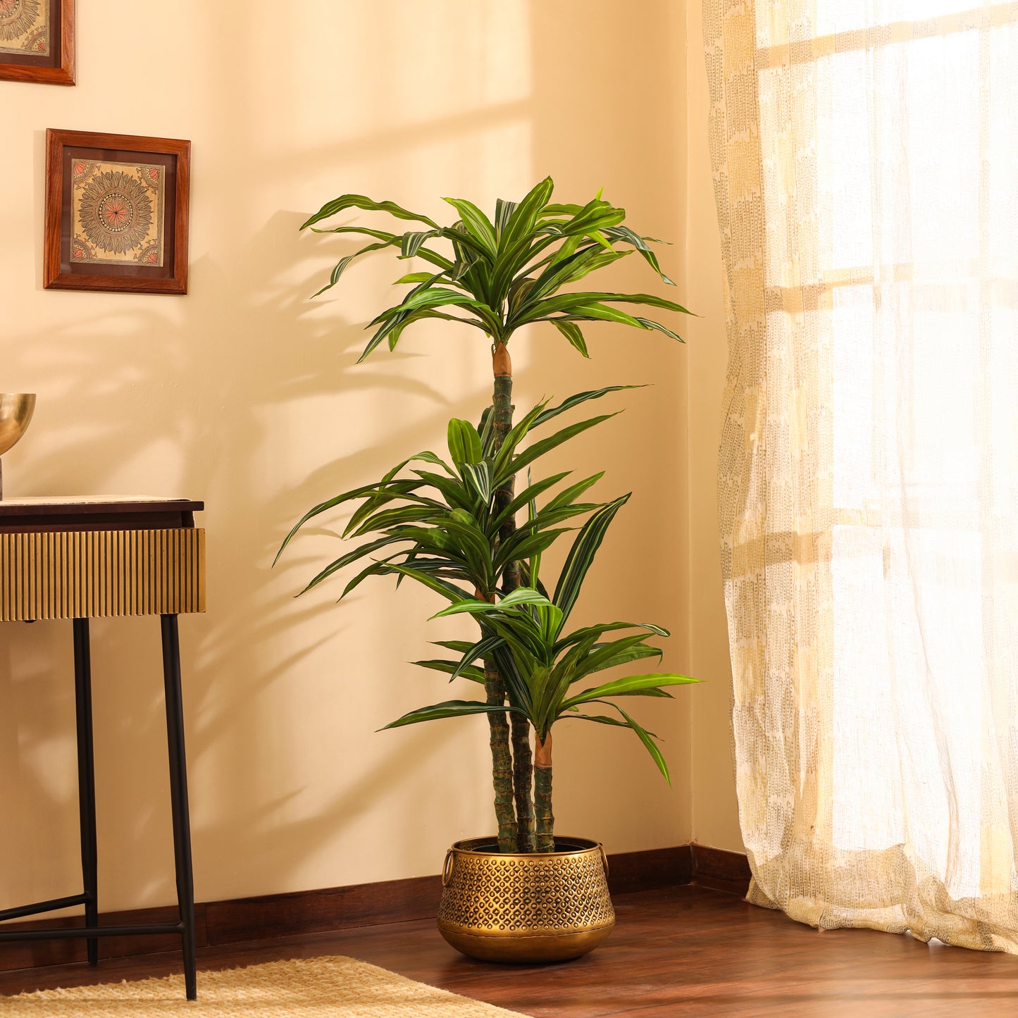 Artificial Variegated Dracaena Plant – With Pot (5 Feet)