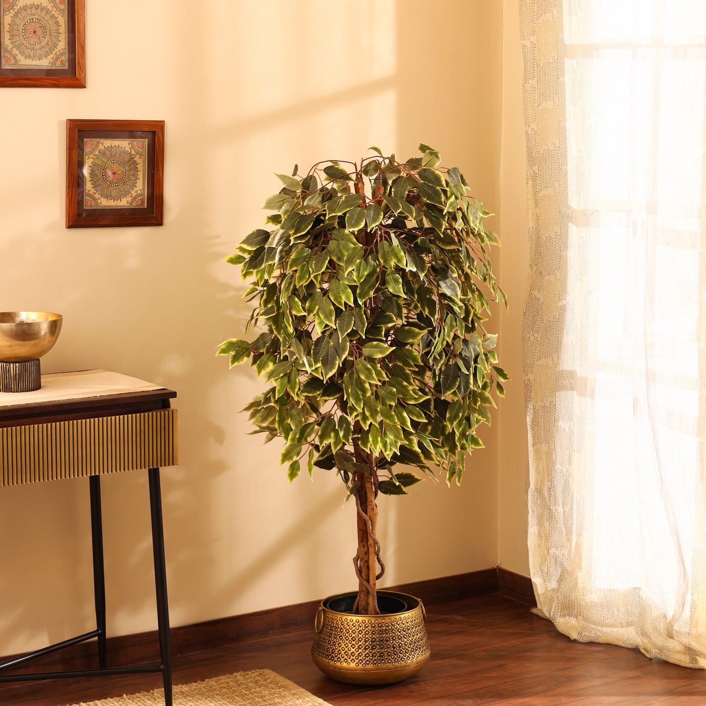 Artificial Variegated Ficus Plant – With Pot (5 Feet)