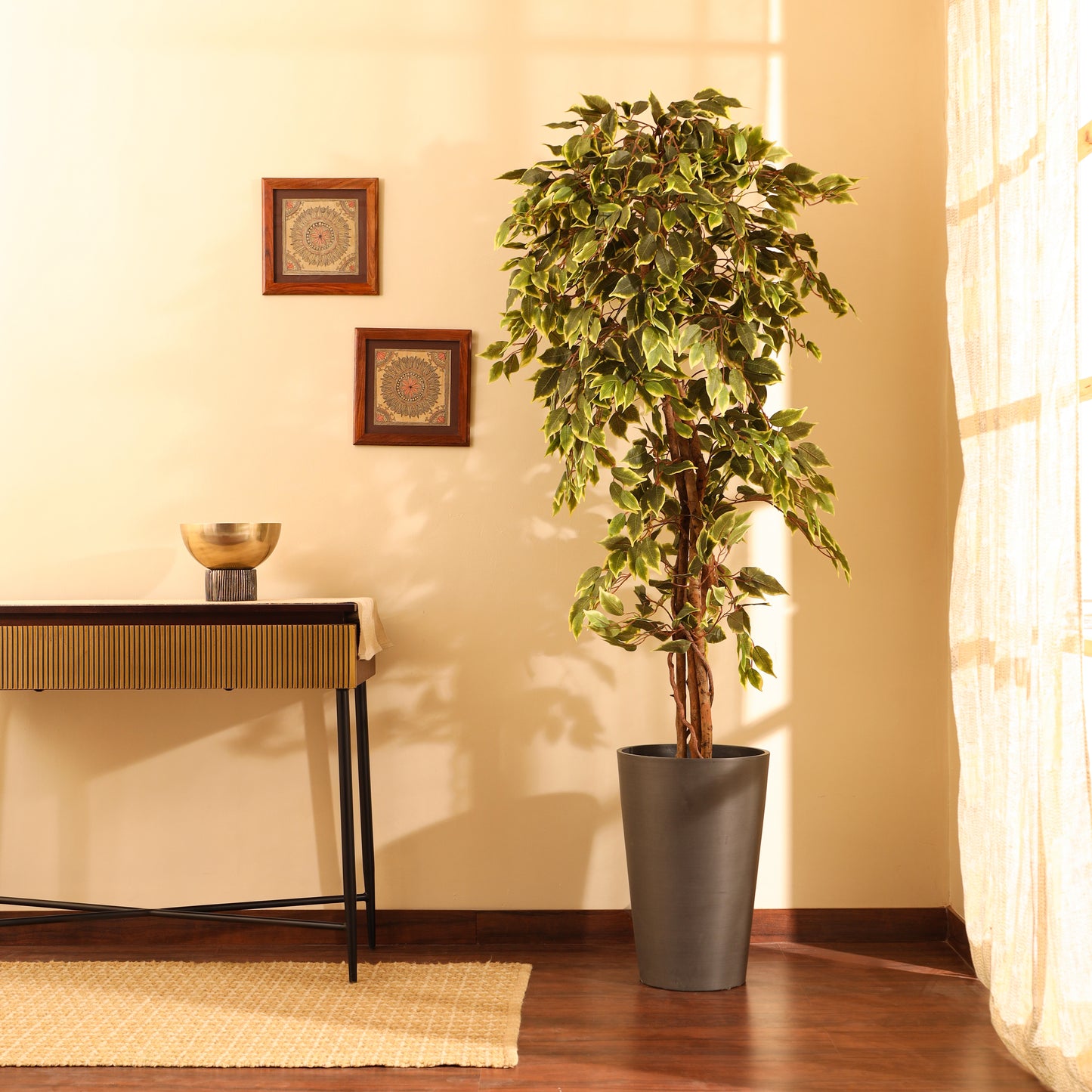 Artificial Variegated Ficus Plant – With Pot (6 Feet)