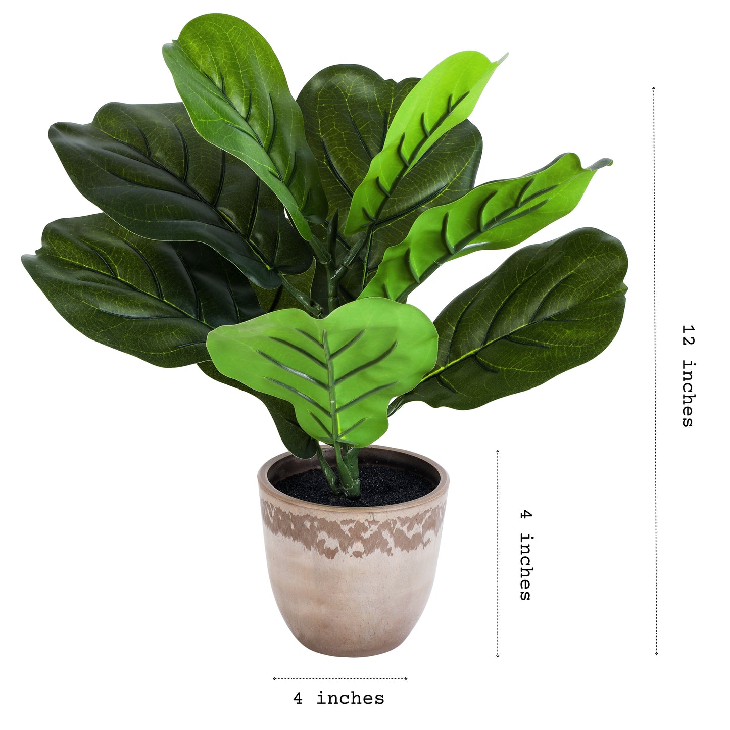 Artificial Potted Fiddle Leaf Fig Plants (1 Foot, Set of 2)