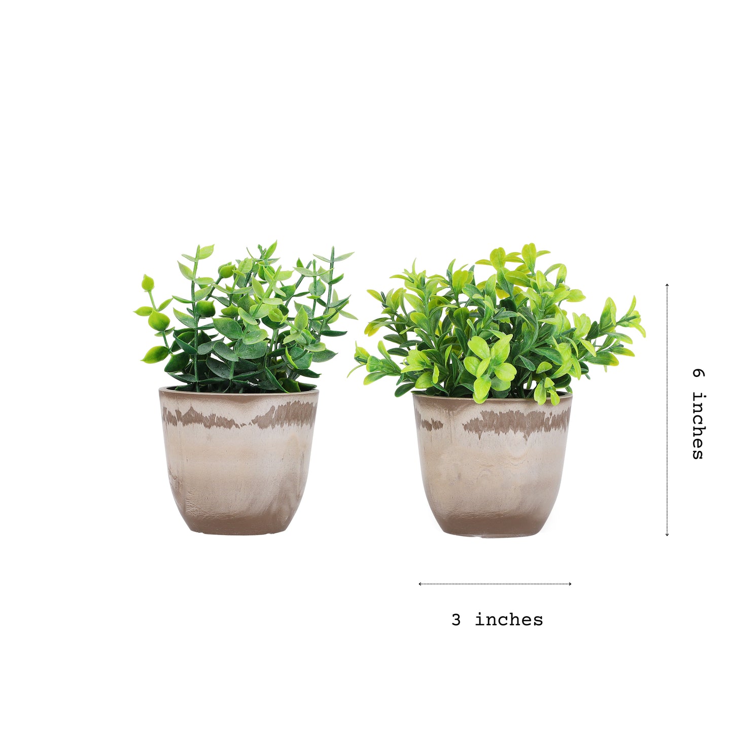 Artificial Green Potted Plants (15 cm, Set of 2)