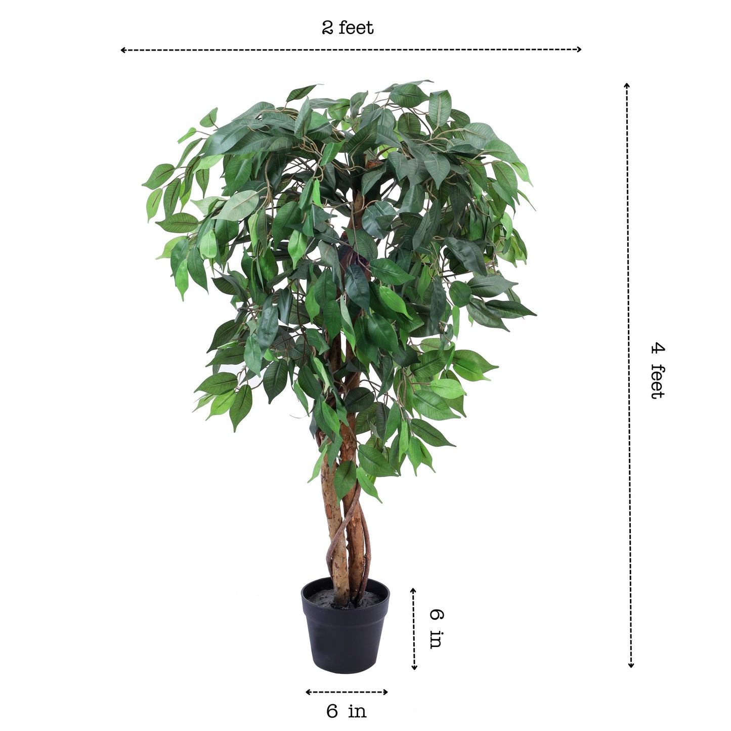 Artificial Ficus Plant in Black Pot (4 Feet)