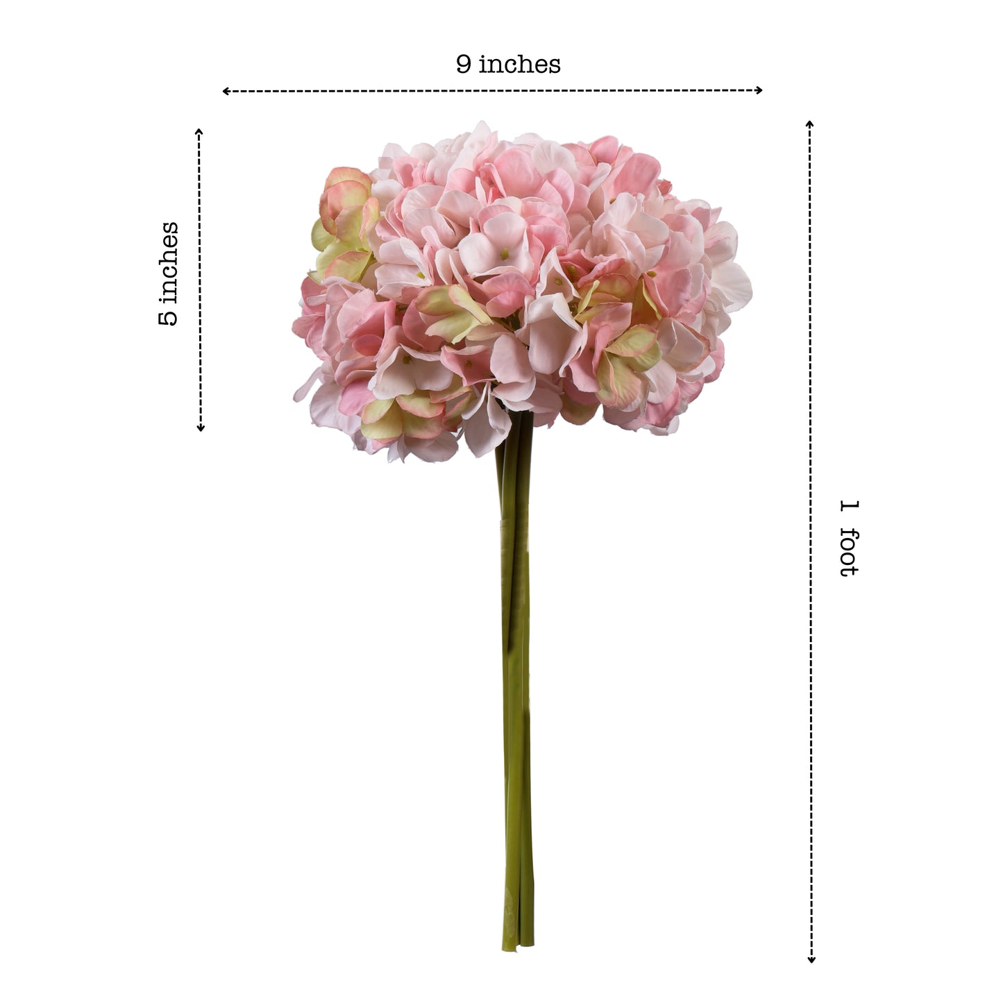 Artificial Hydrangea Flower Bouquet (1 Foot, Light Pink)