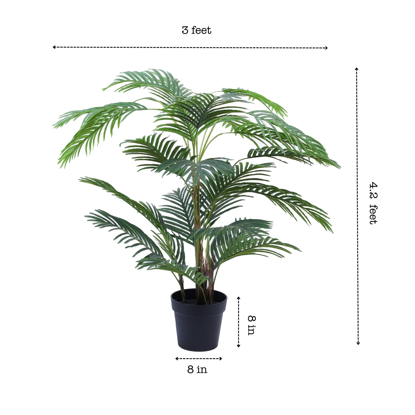 Artificial Areca Palm Plant in Black Pot (4.2 Feet)