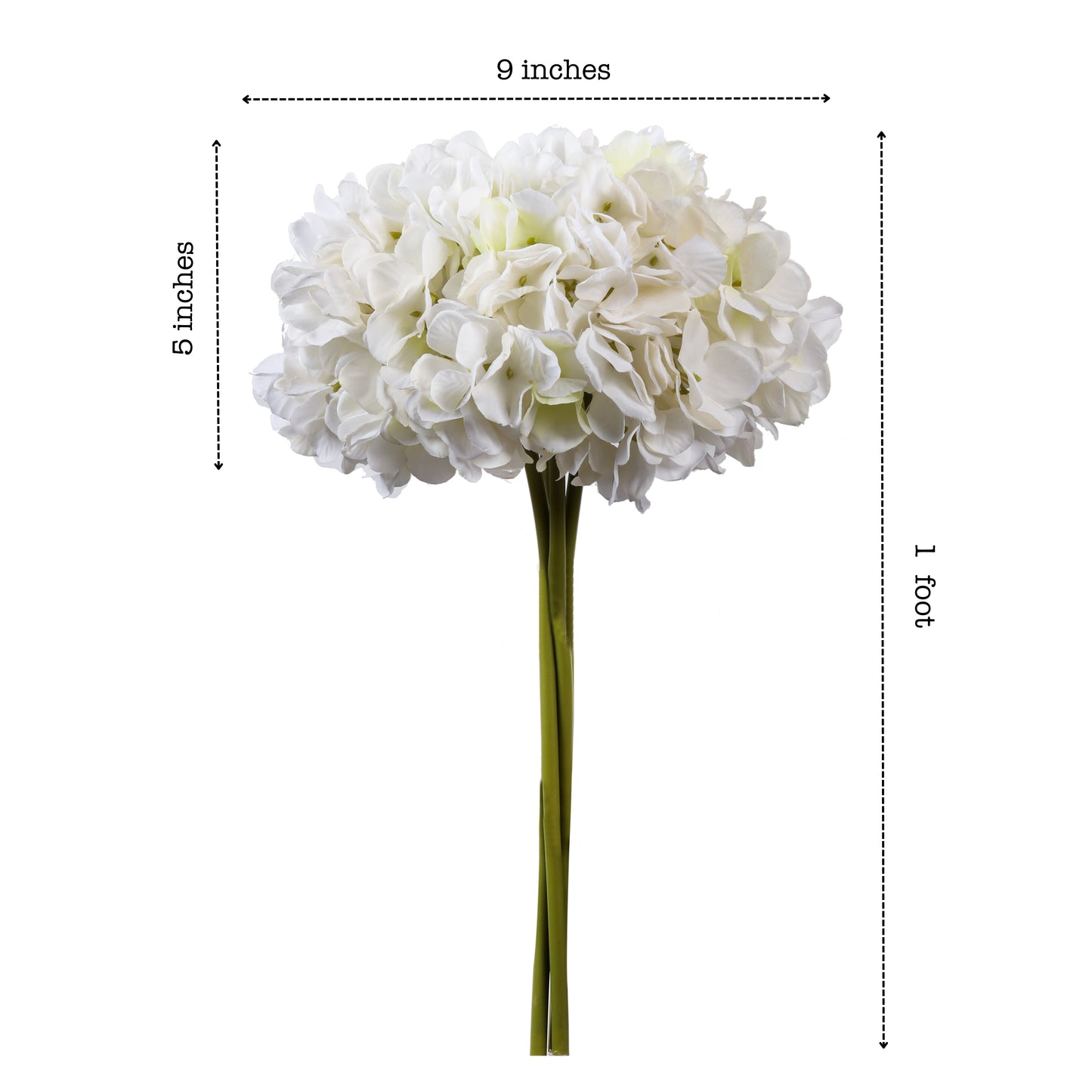 Artificial Hydrangea Flower Bouquet (1 Foot, White)