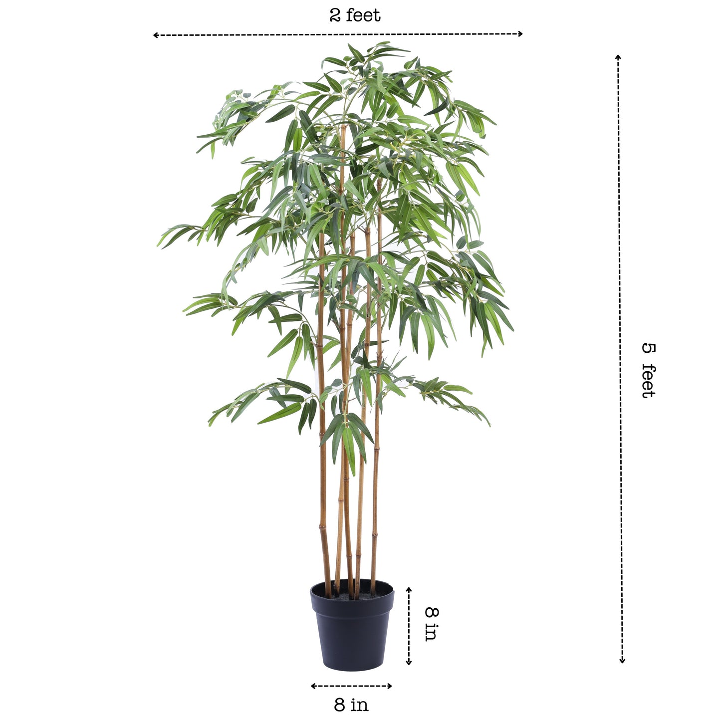 Artificial Bamboo Plant in Black Pot (5 Feet)