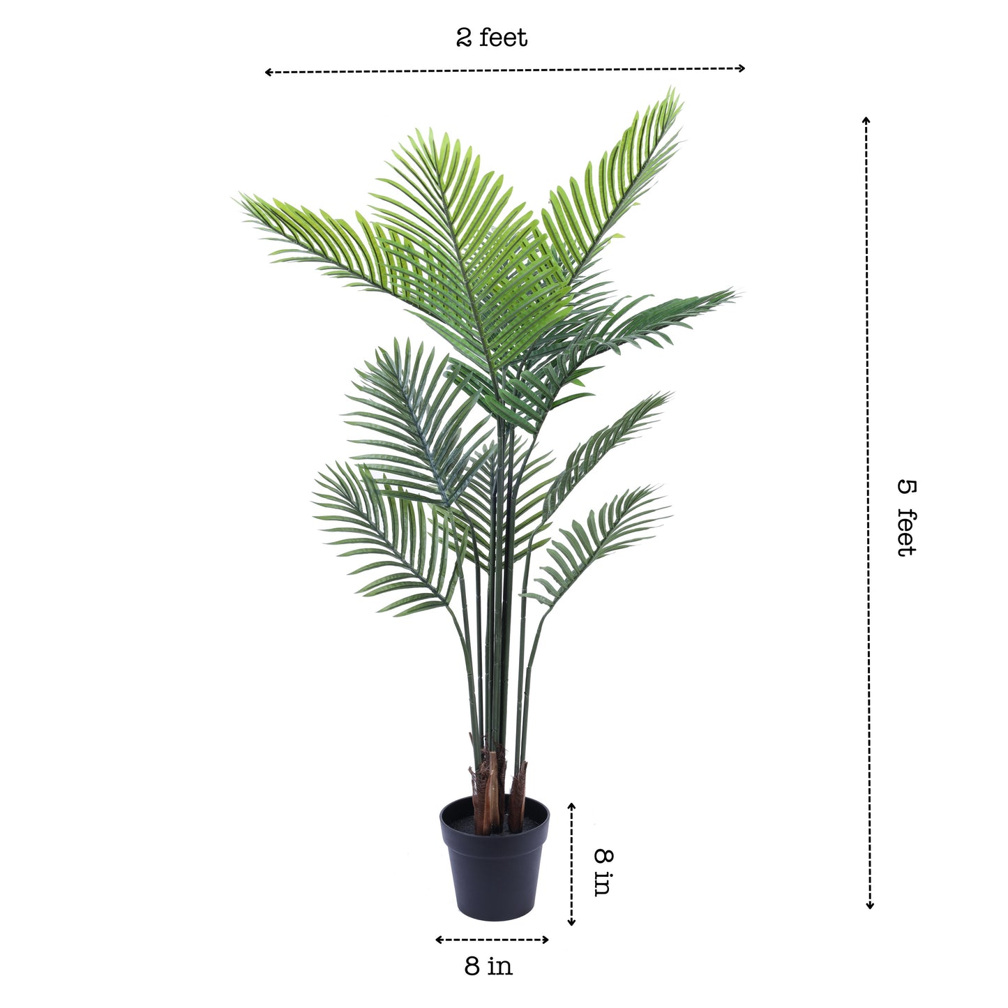 Artificial Areca Palm Plant in Black Pot (5 Feet)