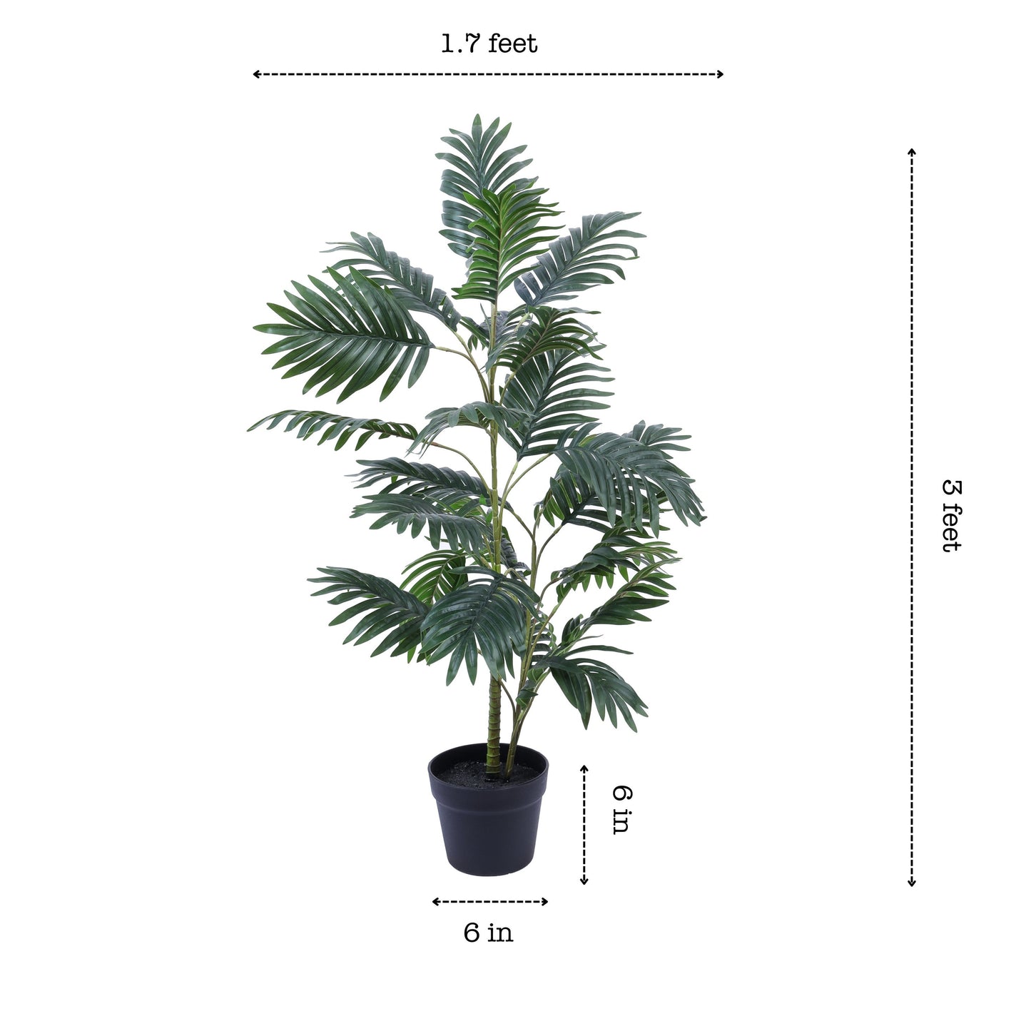 Artificial Areca Palm Plant in Black Pot (3 Feet)