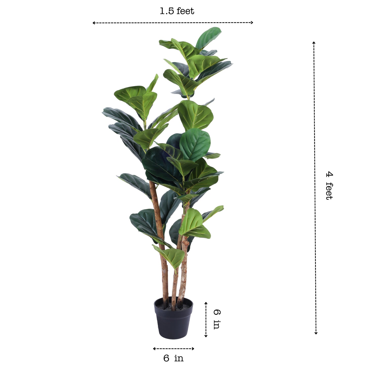Artificial Fiddle Leaf Fig Plant in Black Pot (4 Feet)