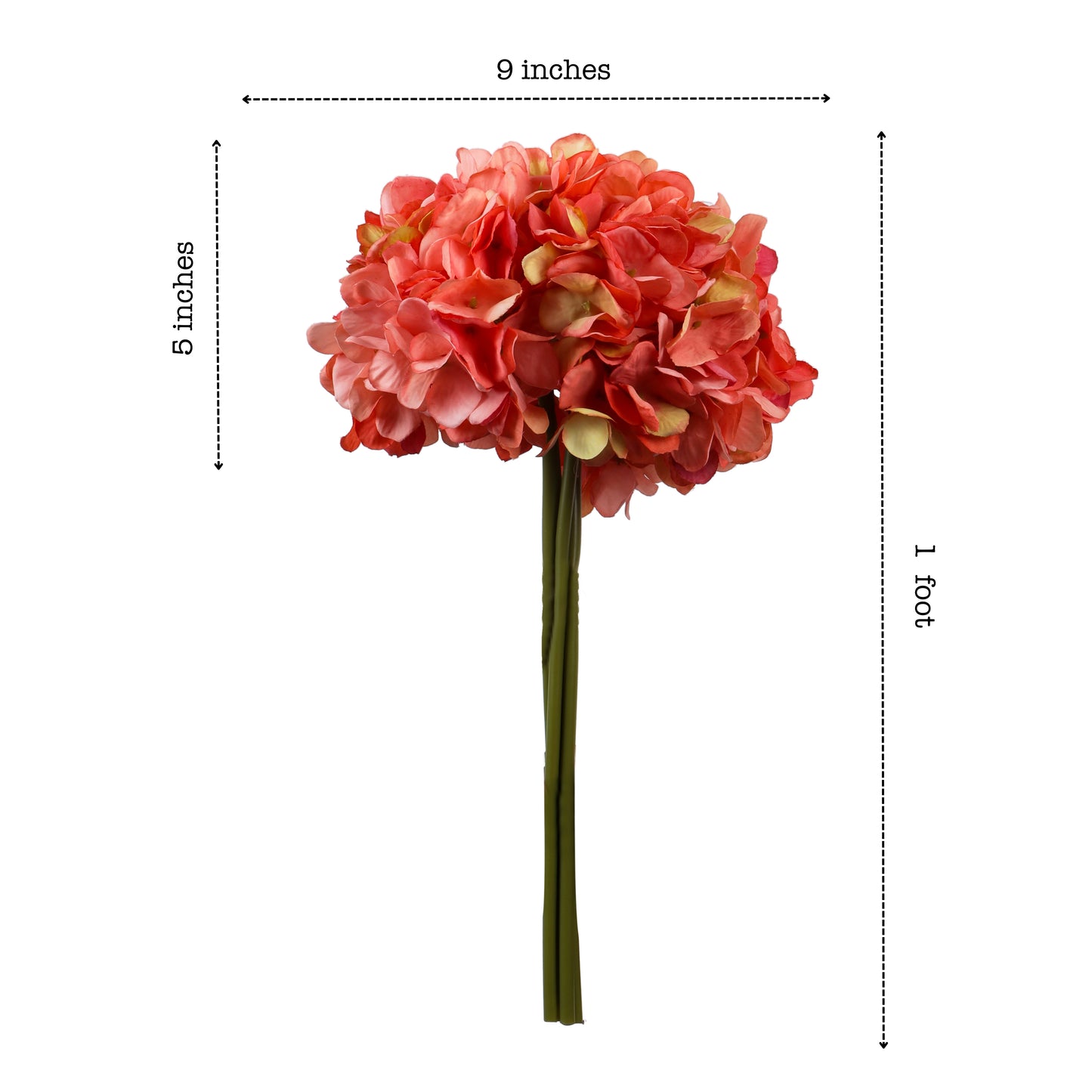 Artificial Hydrangea Flower Bouquet (1 Foot, Pink)