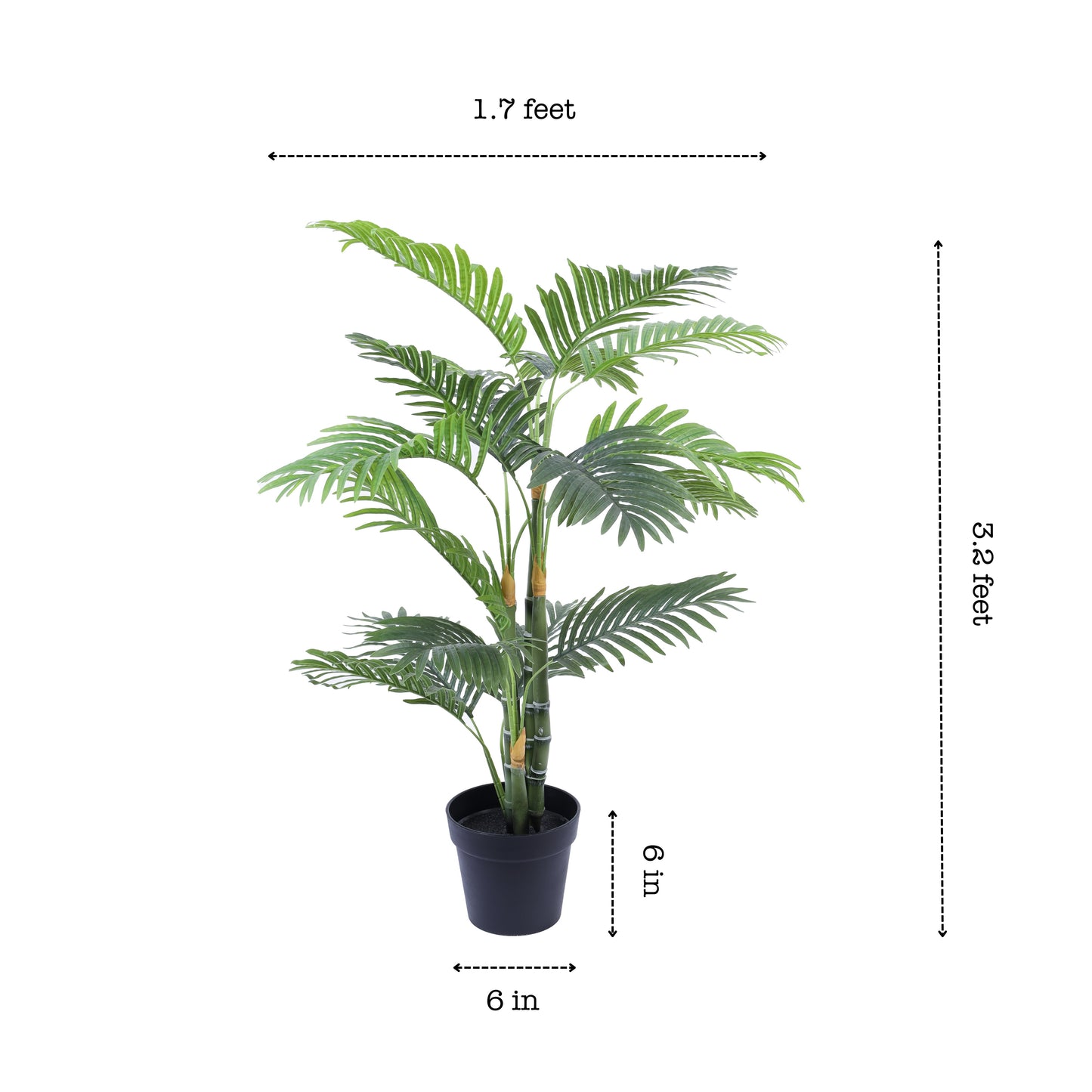 Artificial Areca Palm Plant in Black Pot (3.2 Feet)