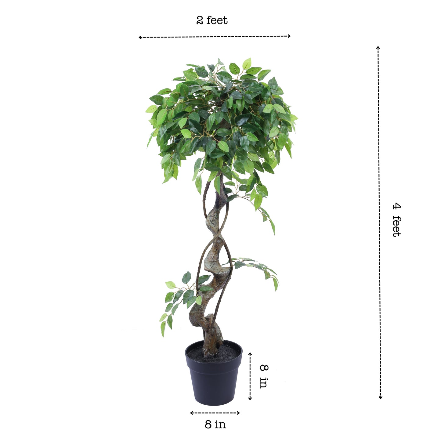 Artificial Ficus Bonsai in Black Pot (4 Feet)