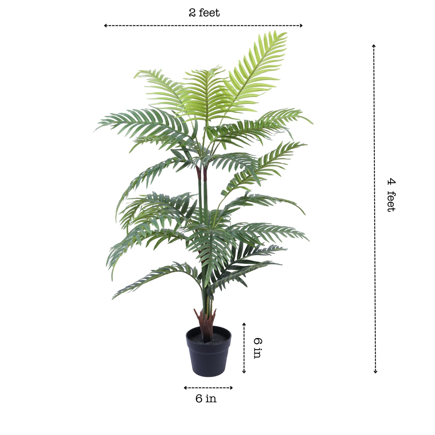 Artificial Areca Palm Plant in Black Pot (4 Feet)