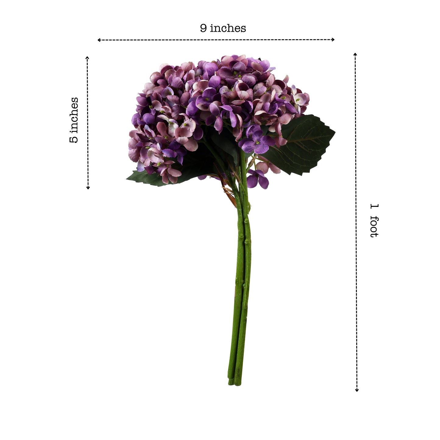 Artificial Hydrangea Bouquet (1 Foot, Purple)