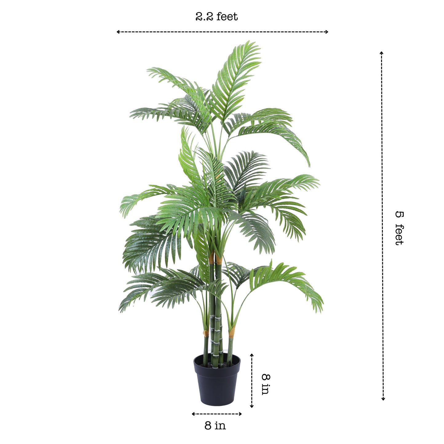Artificial Areca Palm Plant in Black Pot (5 Feet)