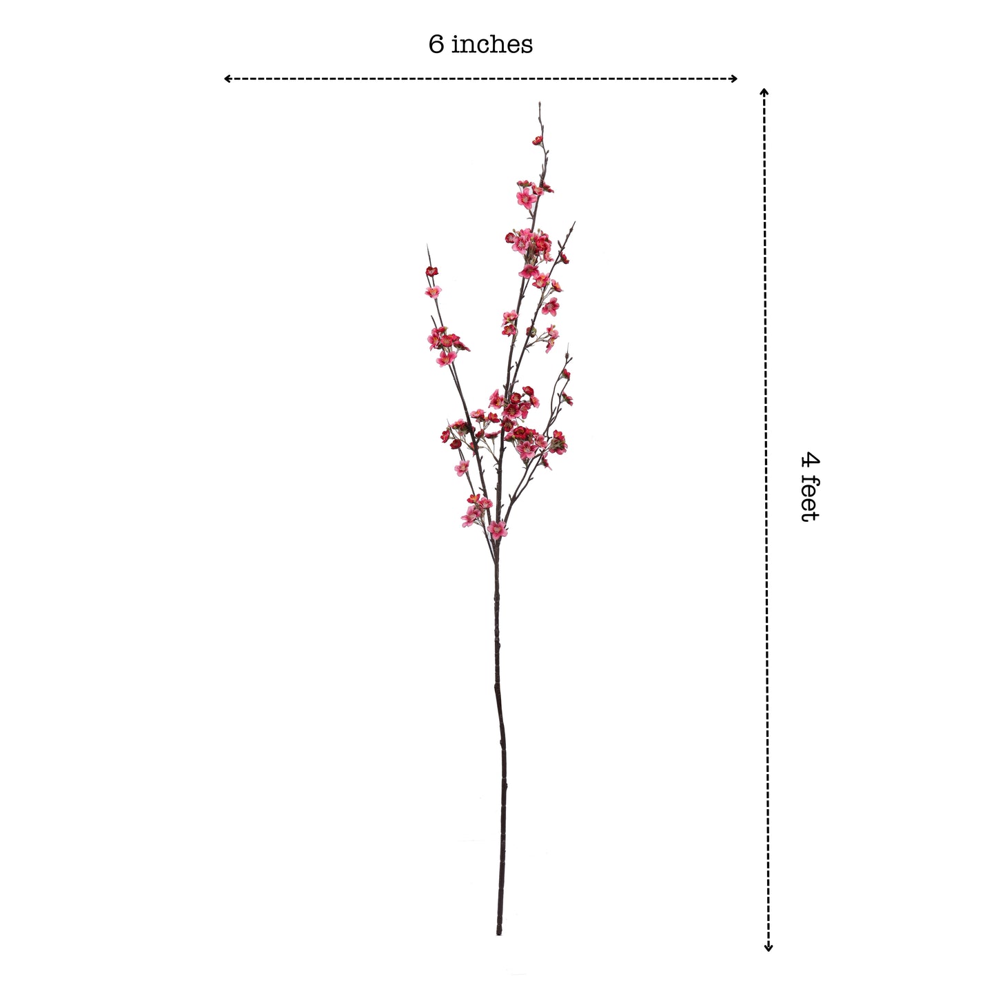 Artificial Cherry Blossom Stick (4 Feet, Dark Pink)