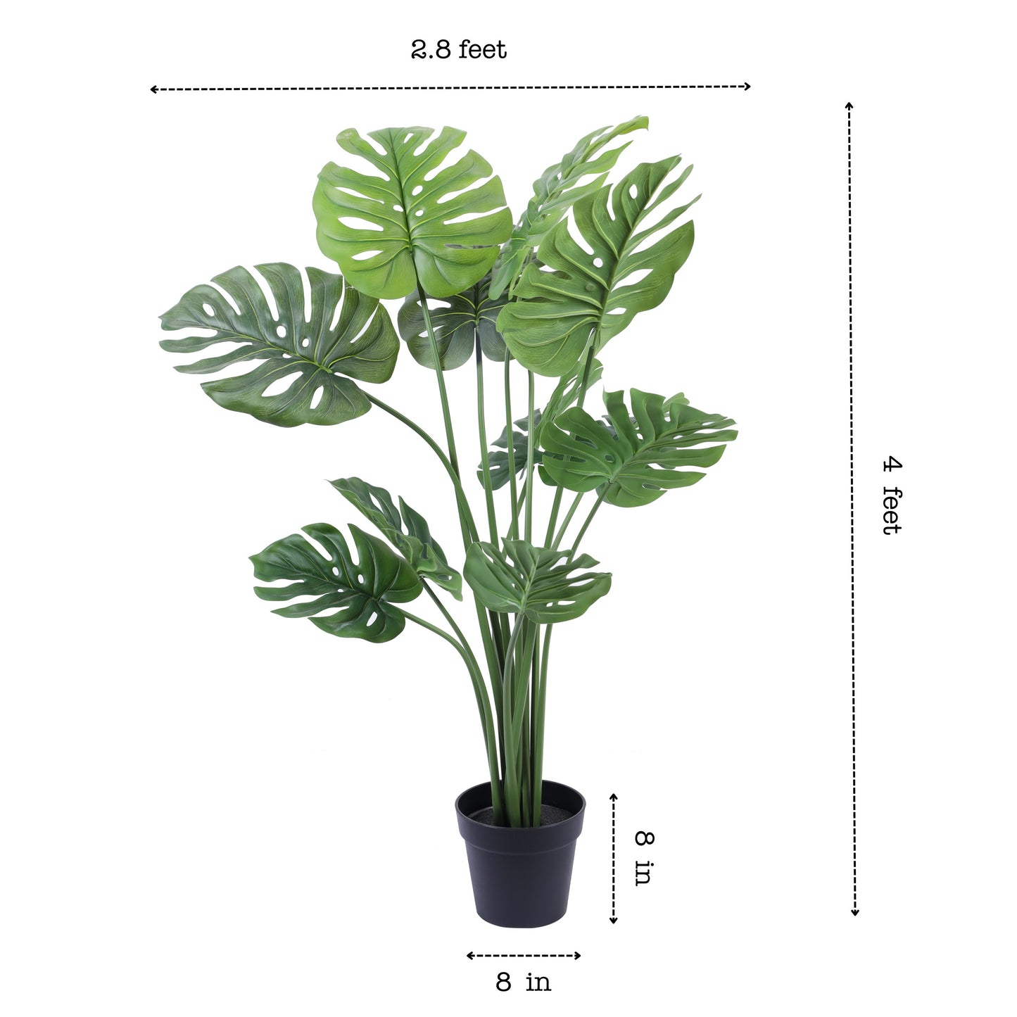 Artificial Monstera Plant in Black Pot (4 Feet)