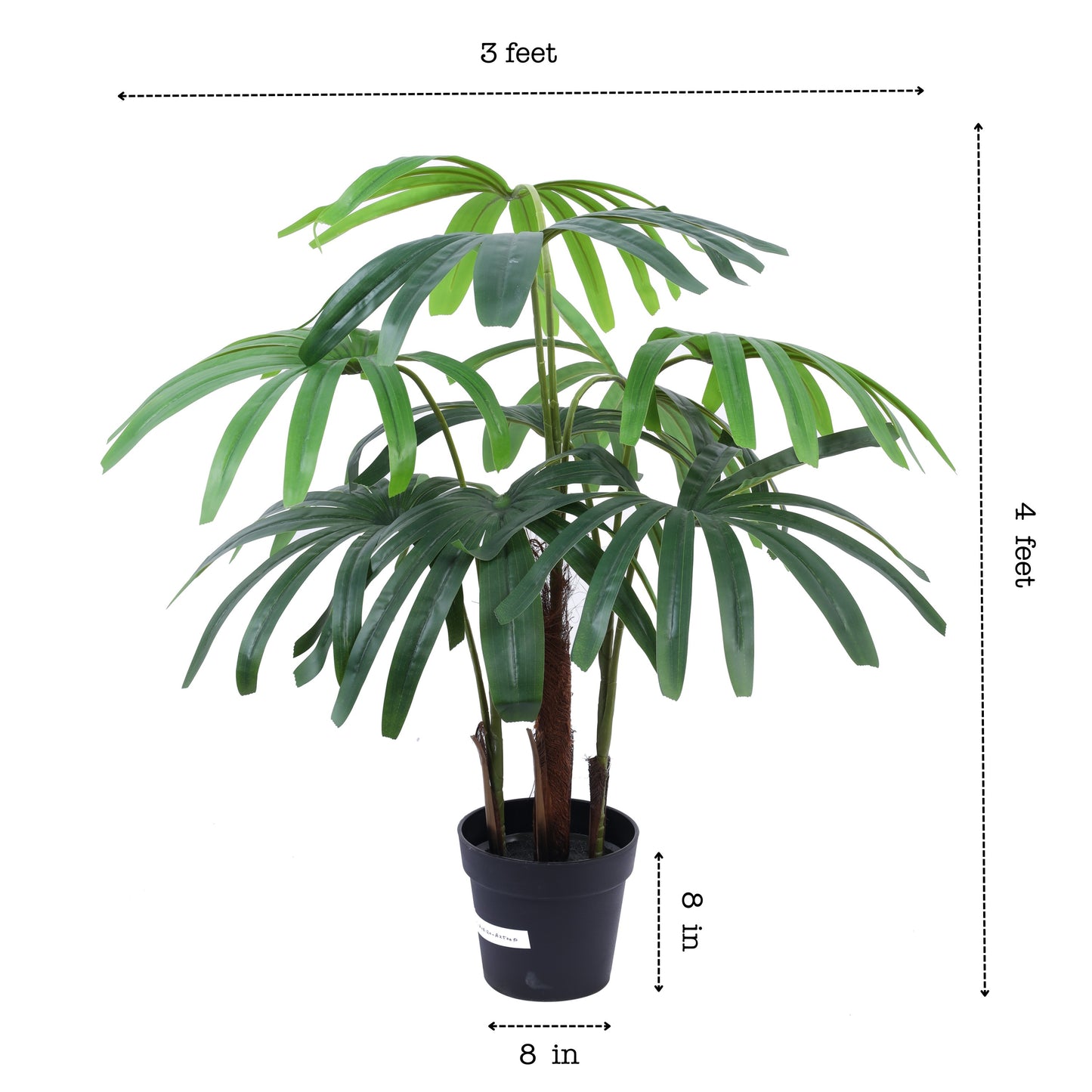 Artificial Rhapis Palm Tree in Black Pot (4 Feet)