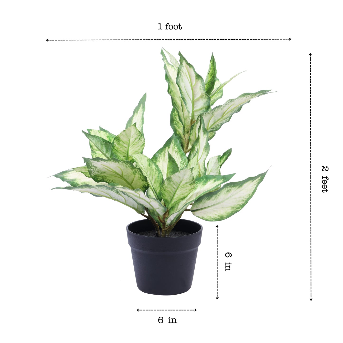Artificial Pink Dieffenbachia Potted Plant (2 Feet)
