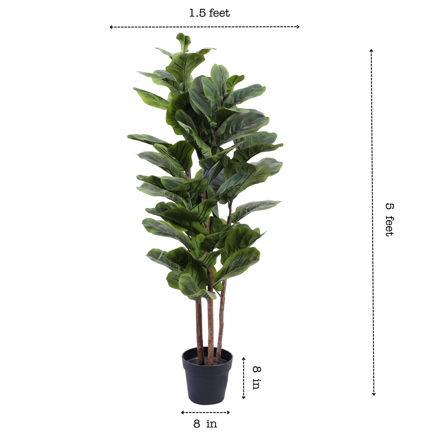 Artificial Fiddle Leaf Fig Plant in Black Pot (5 Feet)