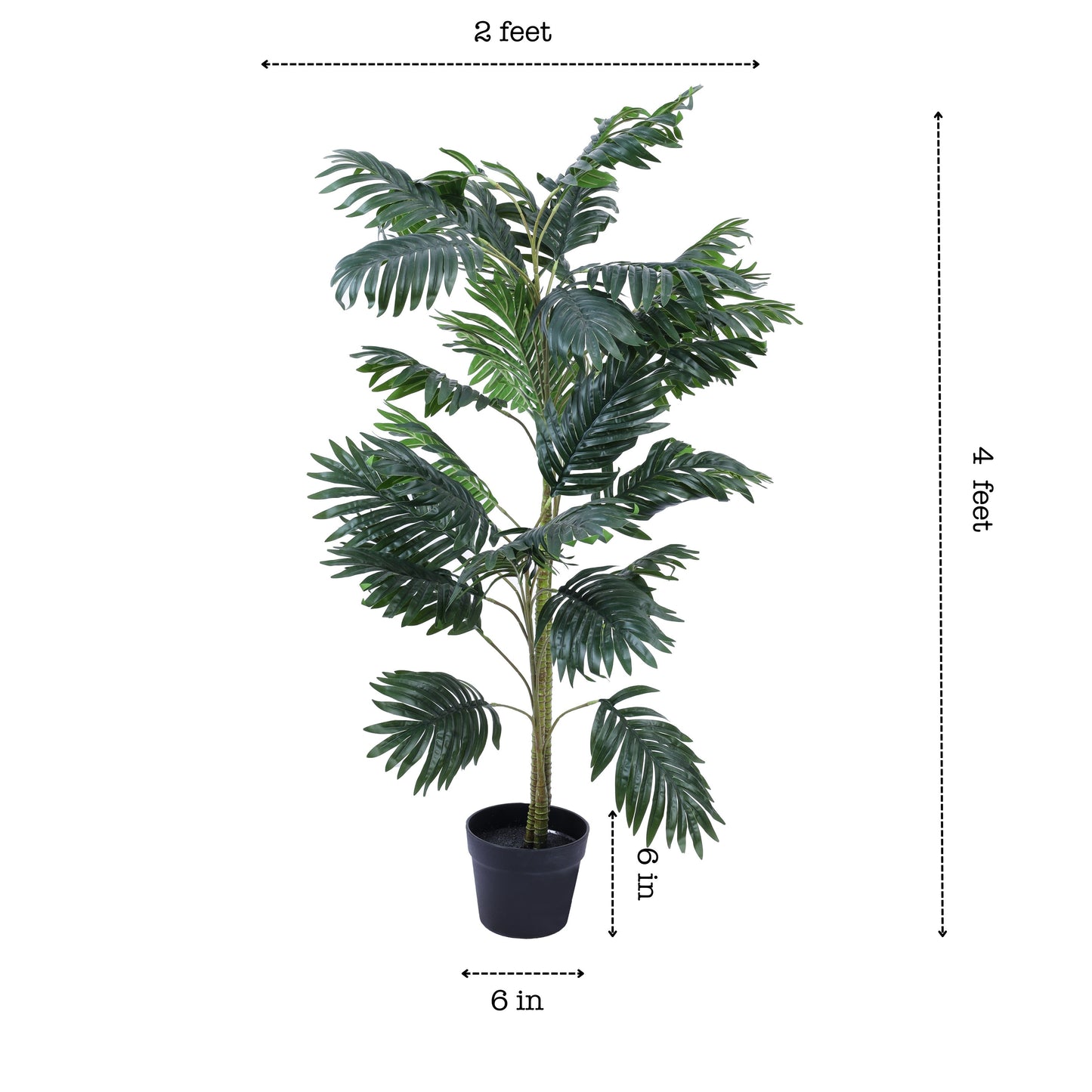 Artificial Areca Palm Plant in Black Pot (4 Feet)
