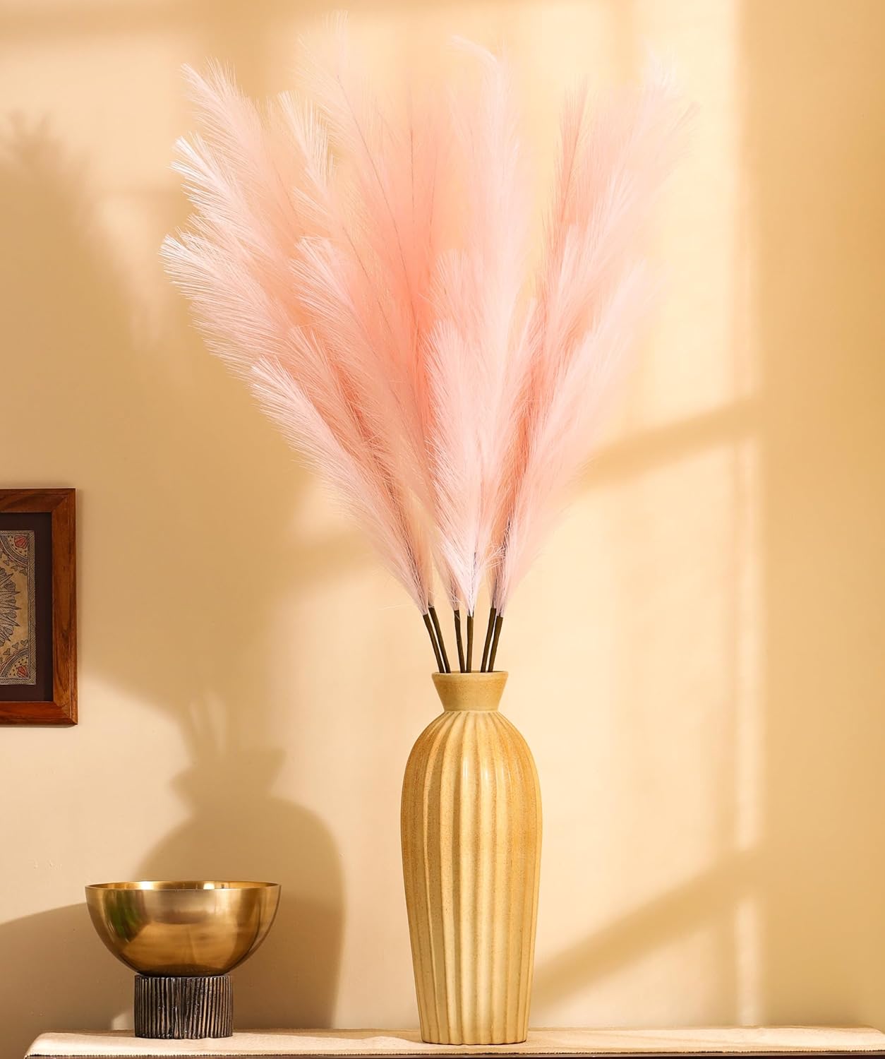Artificial Pampas Sticks (3 Sticks, 3 Feet, Pink)