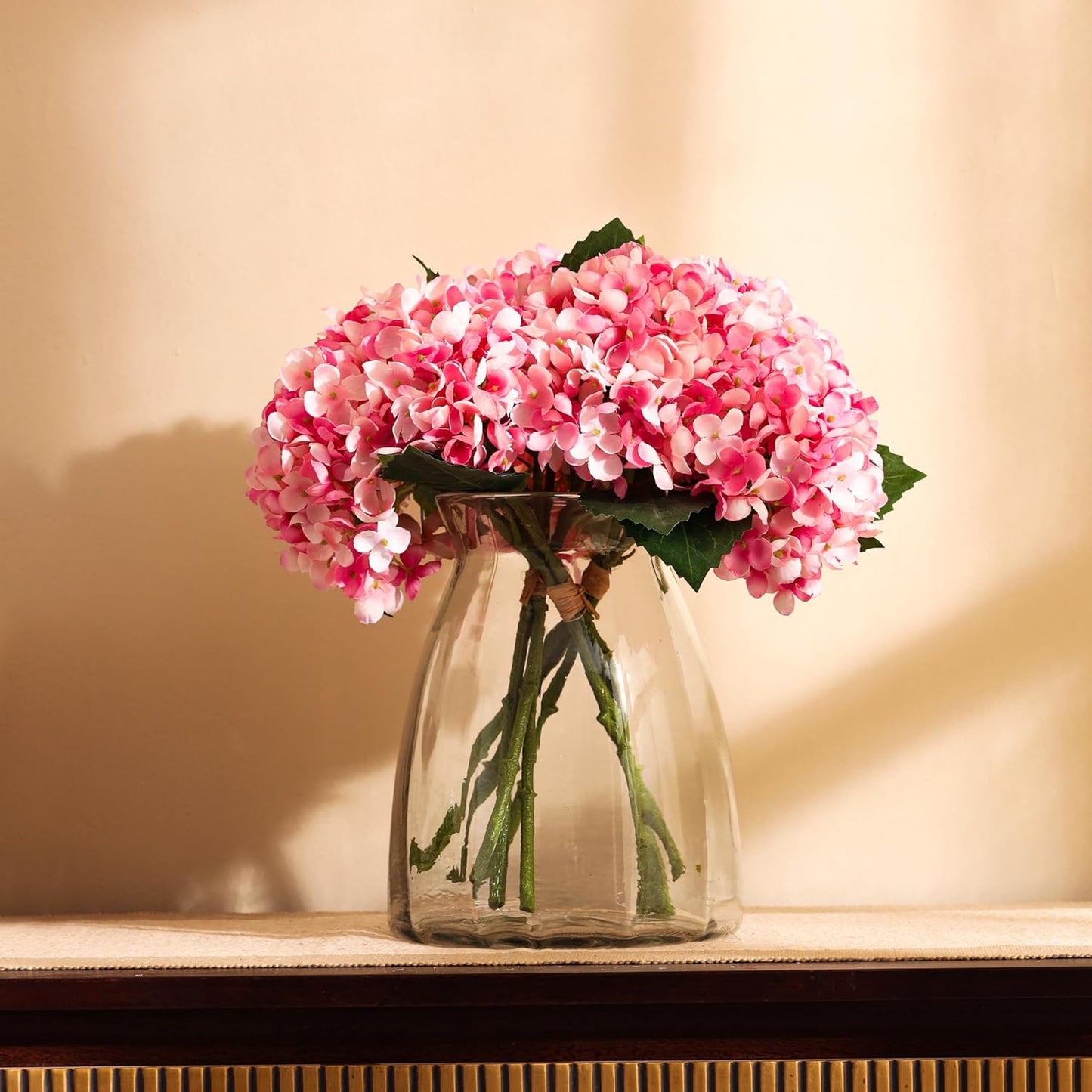 Artificial Hydrangea Bouquet (1 Foot, Fuchsia Pink)