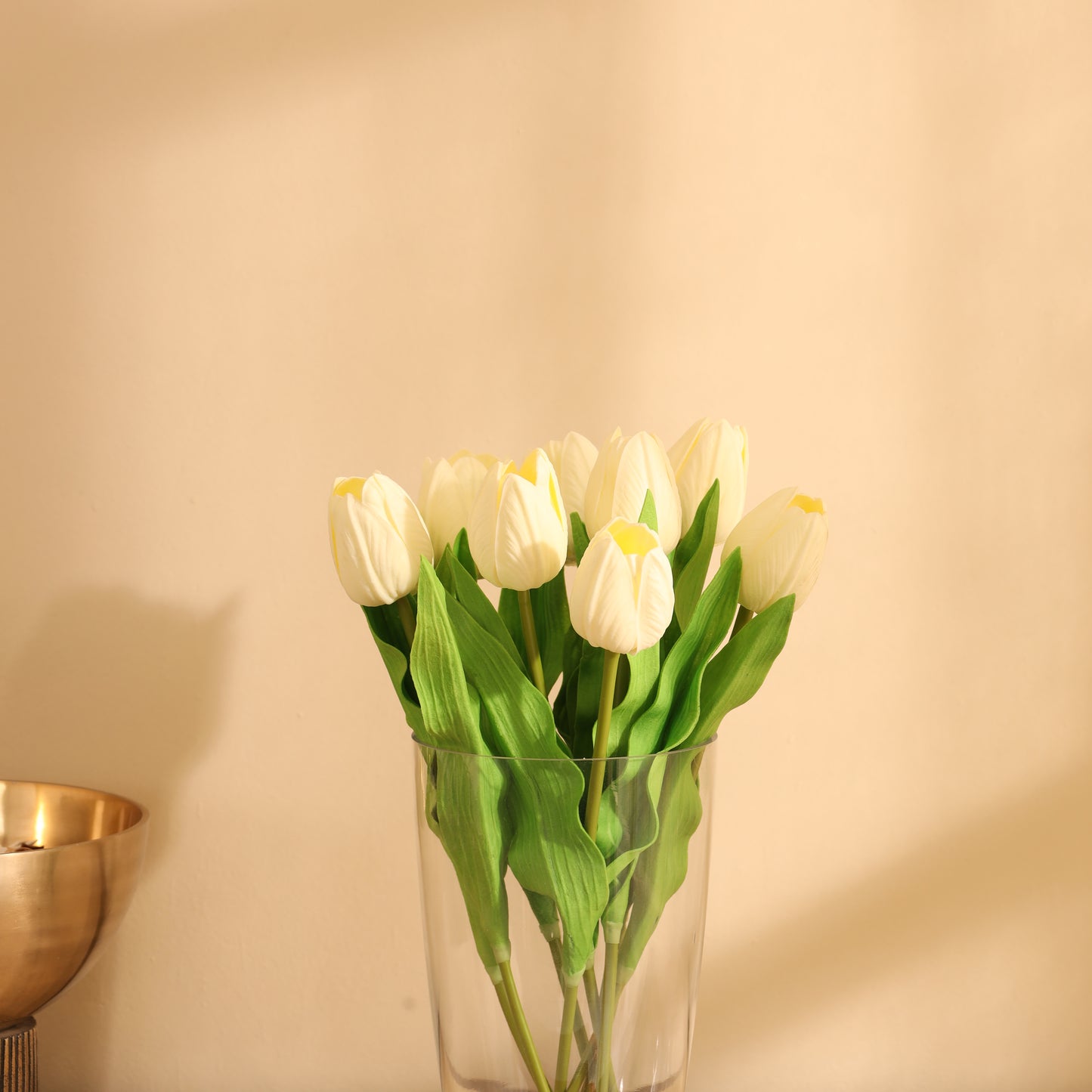 Artificial Tulip Flower Sticks (5 Sticks, 1.1 Feet, White)