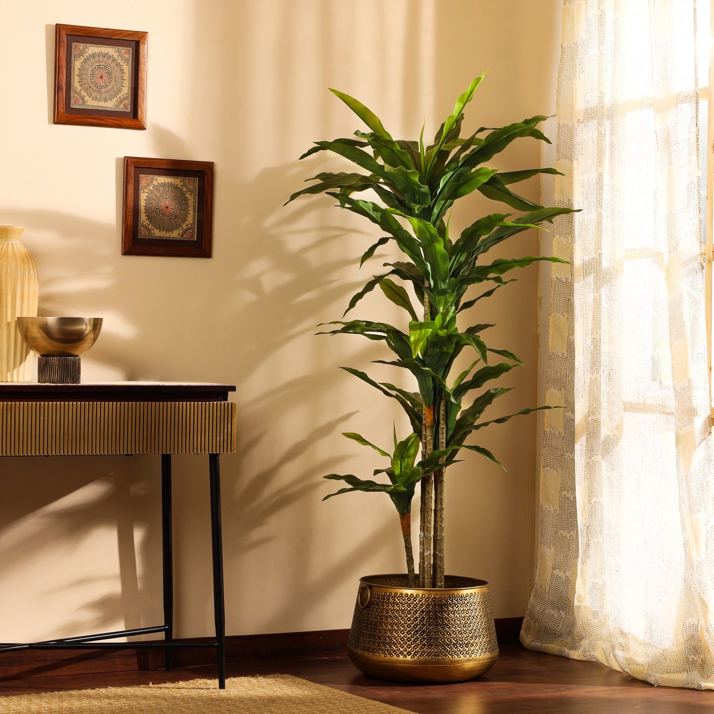 Artificial Dracaena Plant in Black Pot (6 Feet)