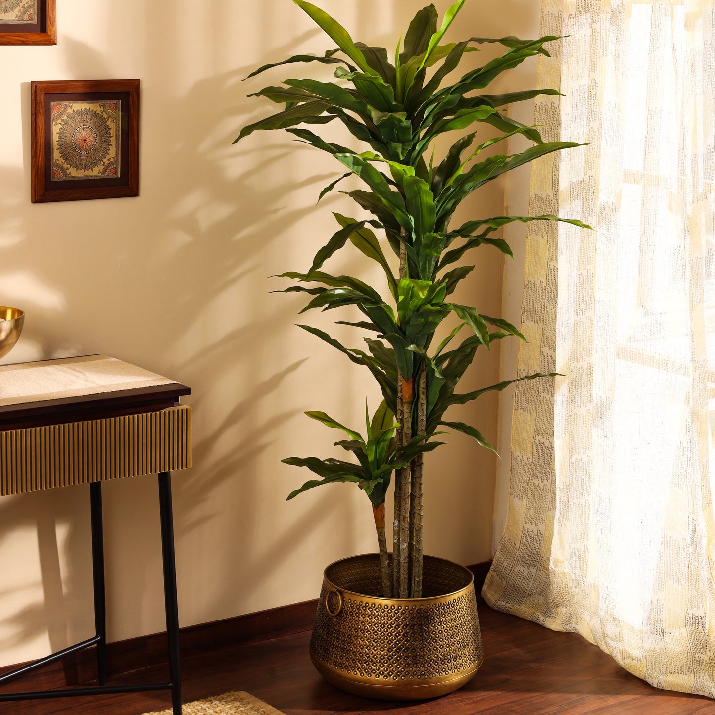 Artificial Dracaena Plant in Black Pot (6 Feet)