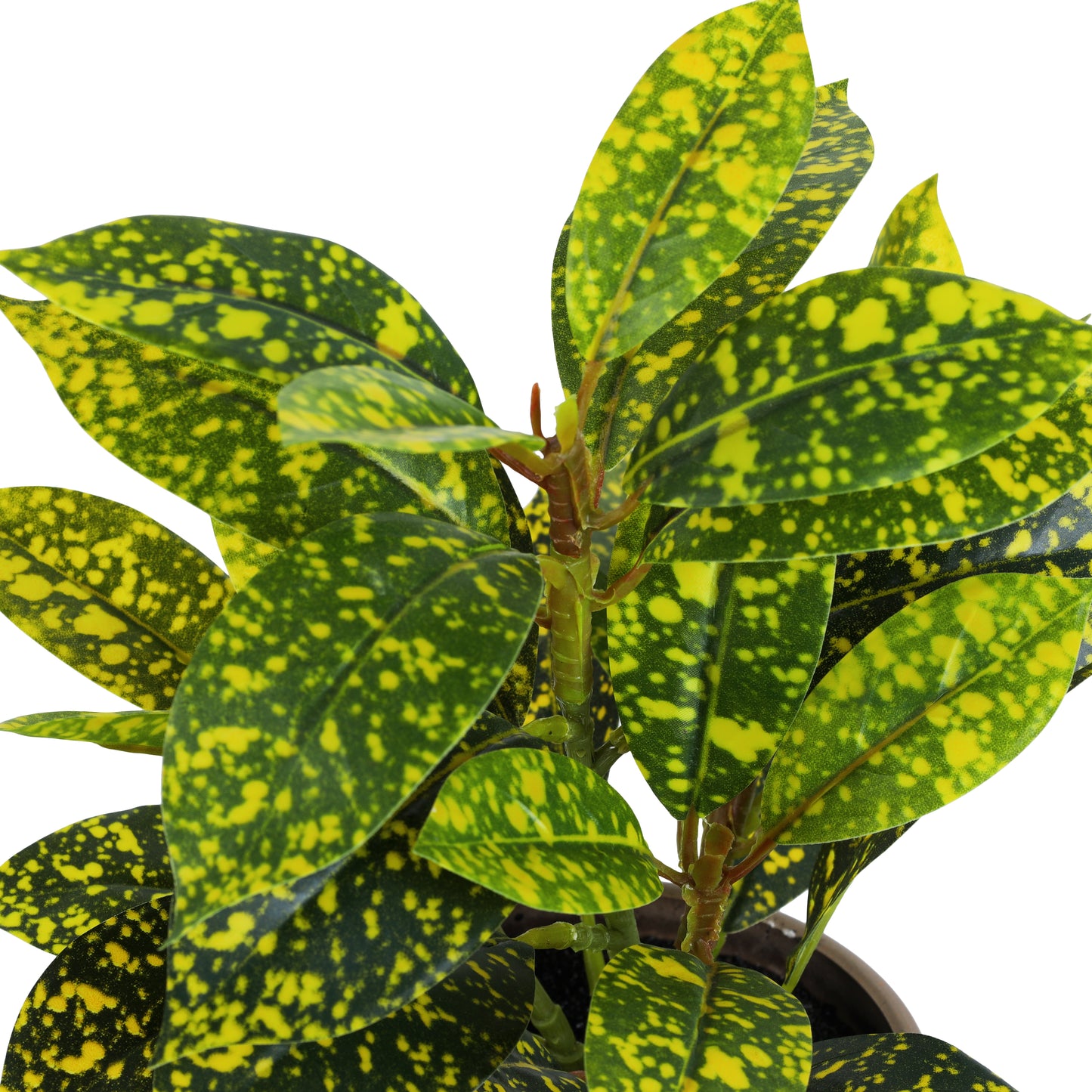 Artificial Potted Croton Plants (Green, 1 Feet, Set of 2)