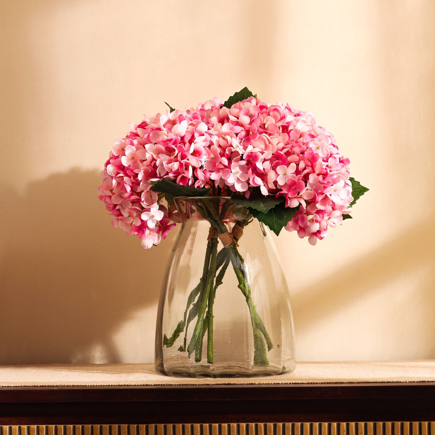 Artificial Hydrangea Bouquet (1 Foot, Pink)