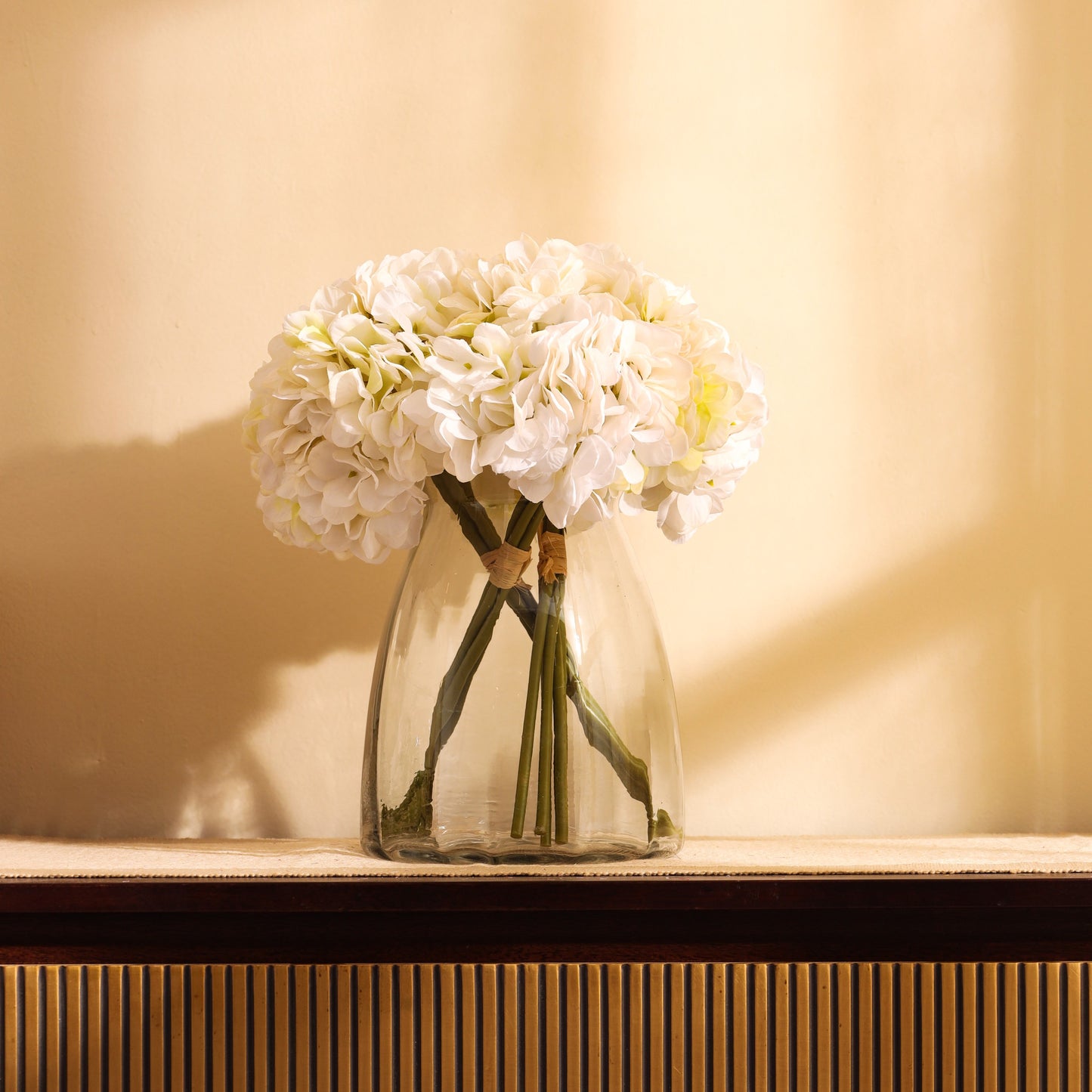 Artificial Hydrangea Flower Bouquet (1 Foot, White)