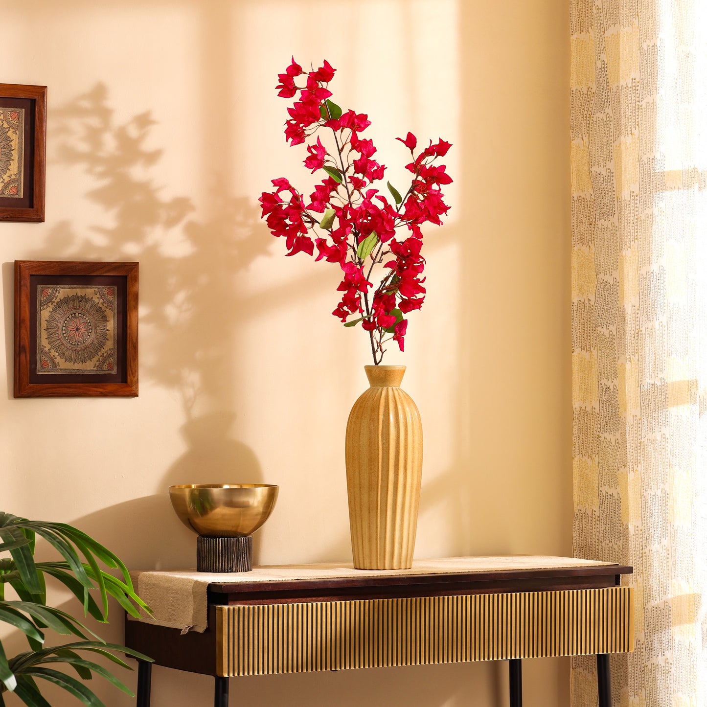 Artificial Bougainvillea Flower Stick (4 Feet, Pink)