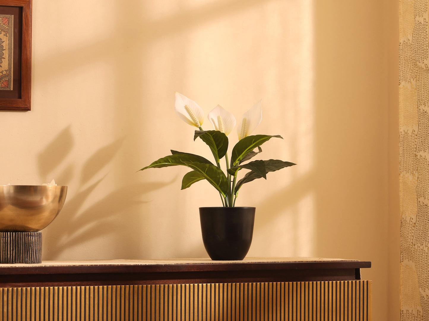 Artificial Potted Peace Lily Plant (1.3 Feet)