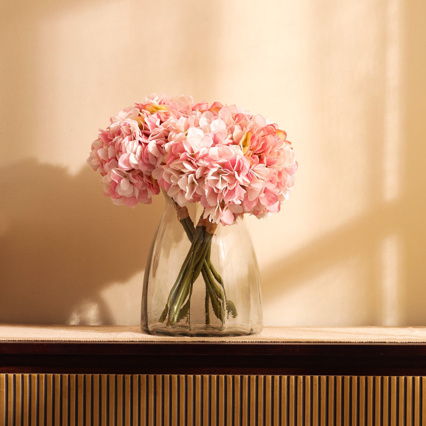 Artificial Hydrangea Flower Bouquet (1 Foot, Light Pink)