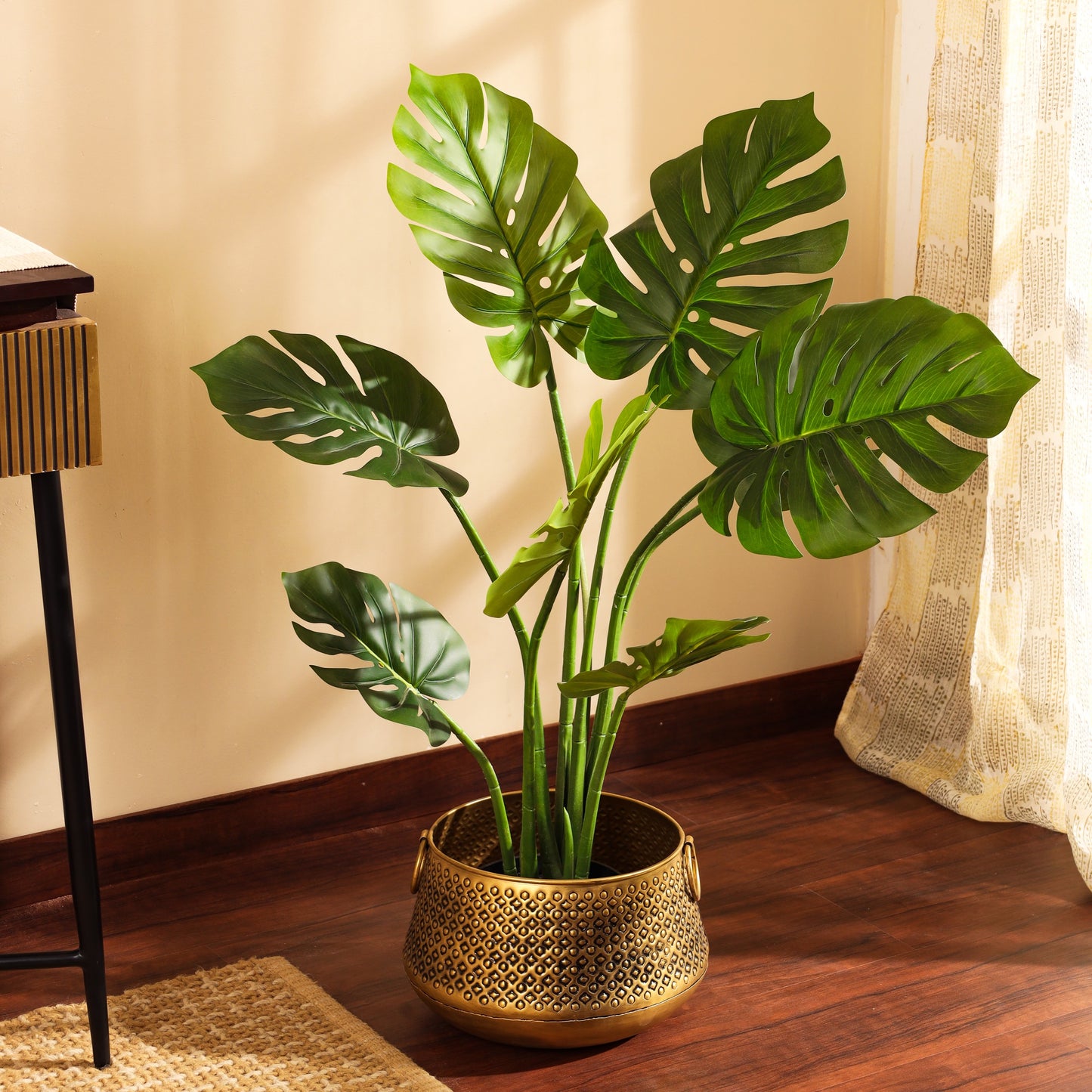 Artificial Monstera Plant in Black Pot (3 Feet)