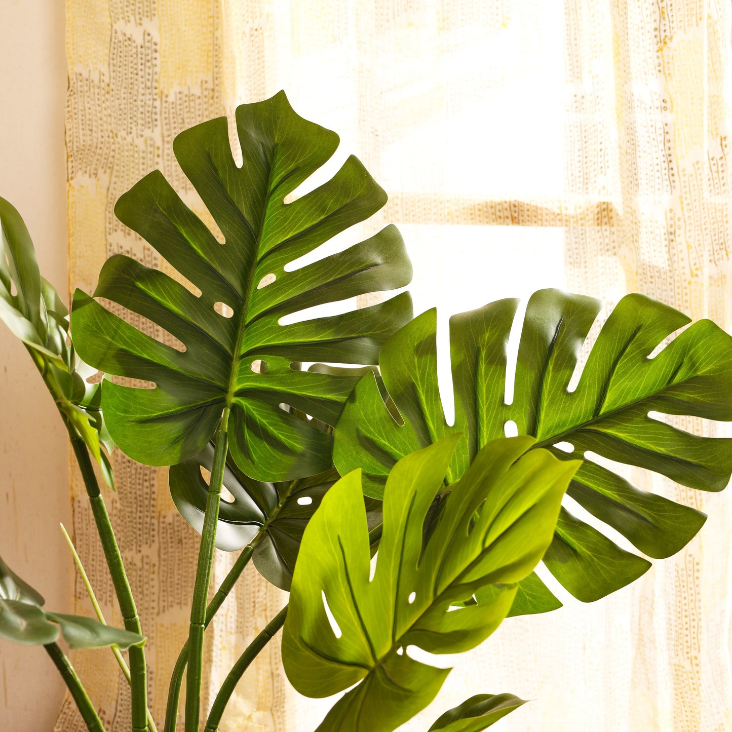 Artificial Monstera Plant in Black Pot (3 Feet)