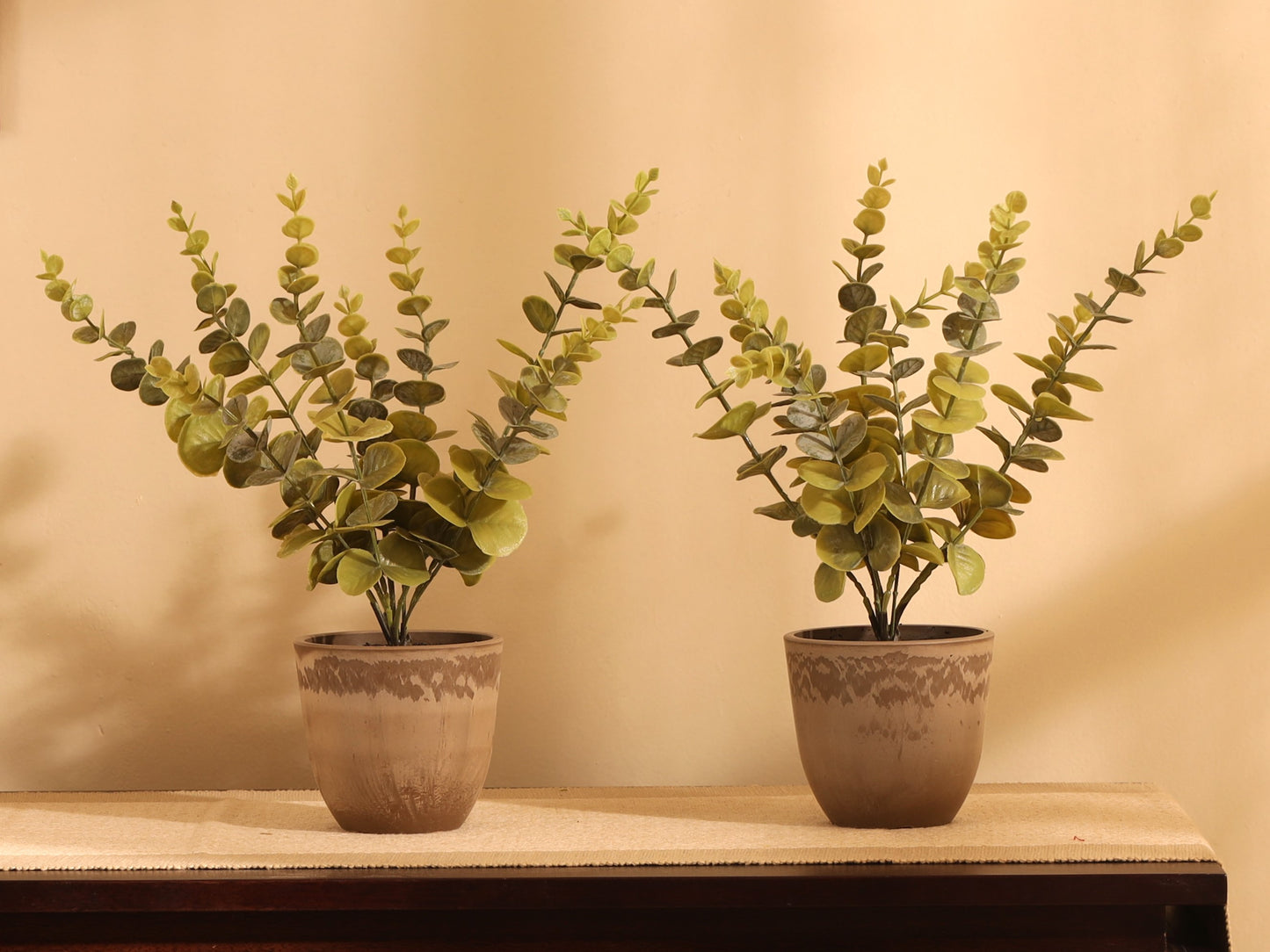 Artificial Potted Eucalyptus Plant (1 Foot, Set of 2)