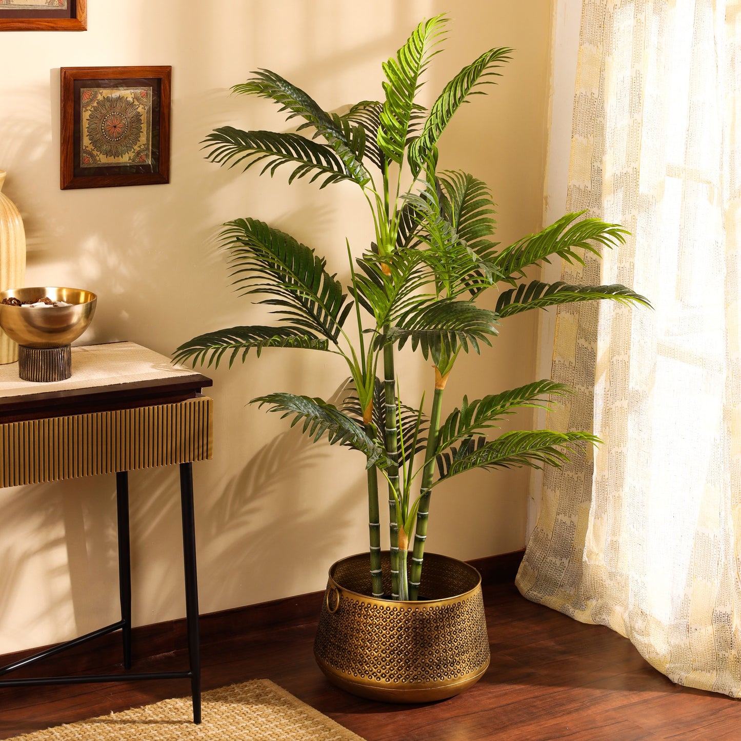 Artificial Areca Palm Plant in Black Pot (5 Feet)