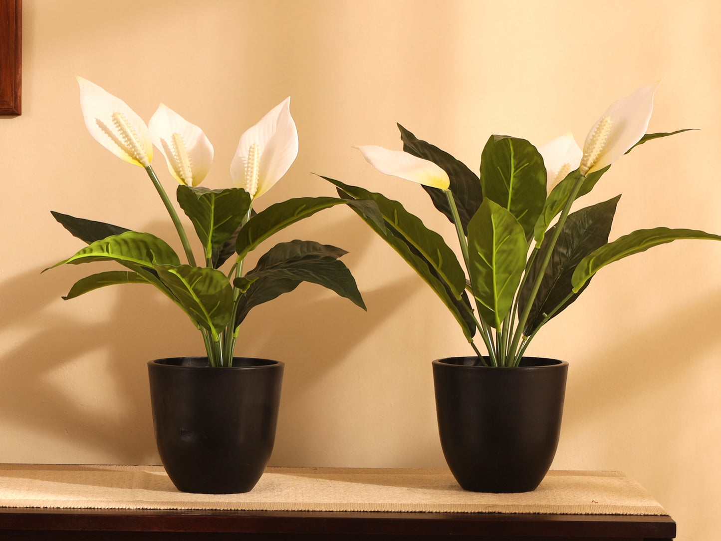 Artificial Potted Peace Lily Plant (1.3 Feet, Set of 2)
