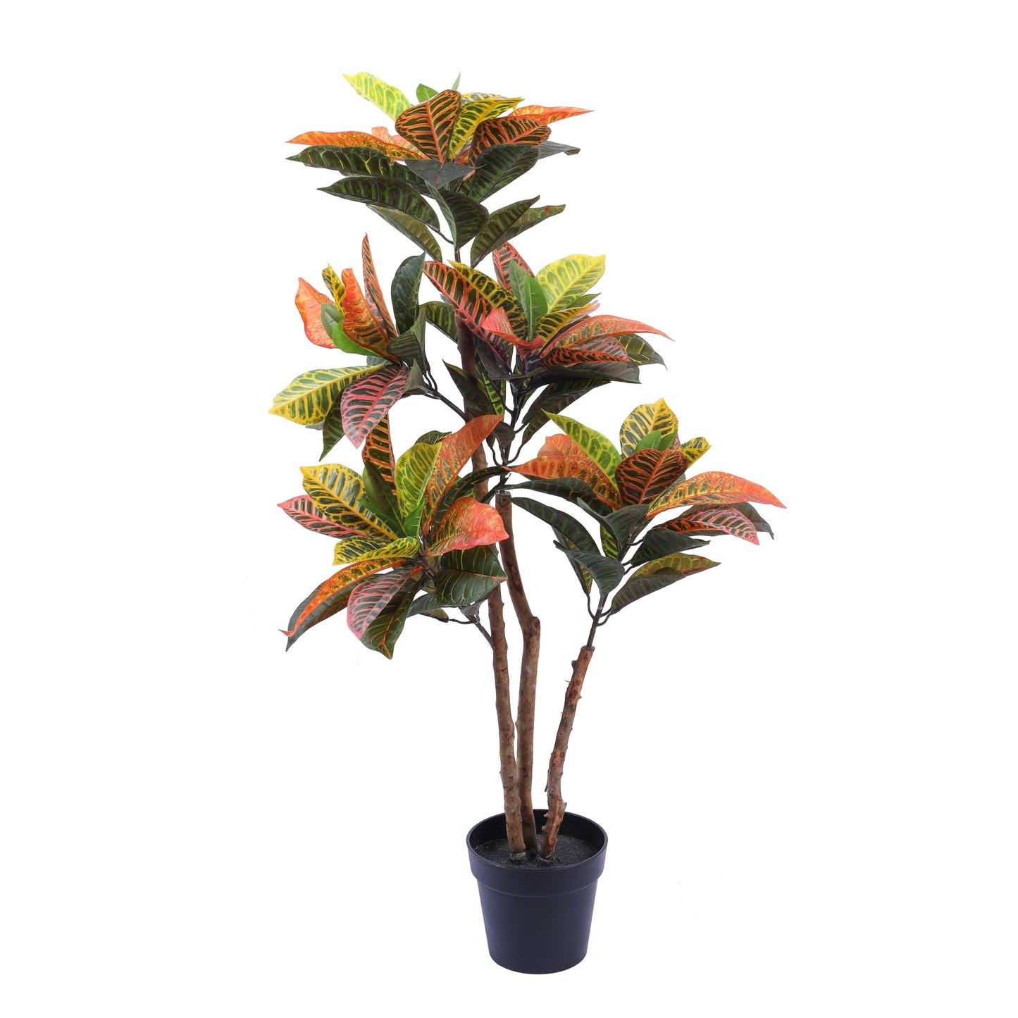 Artificial Croton Plant in Black Pot (4 Feet)