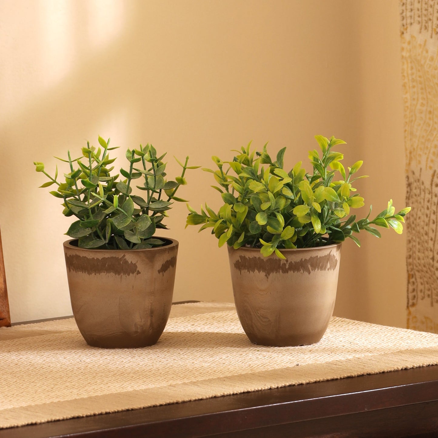 Artificial Green Potted Plants (15 cm, Set of 2)