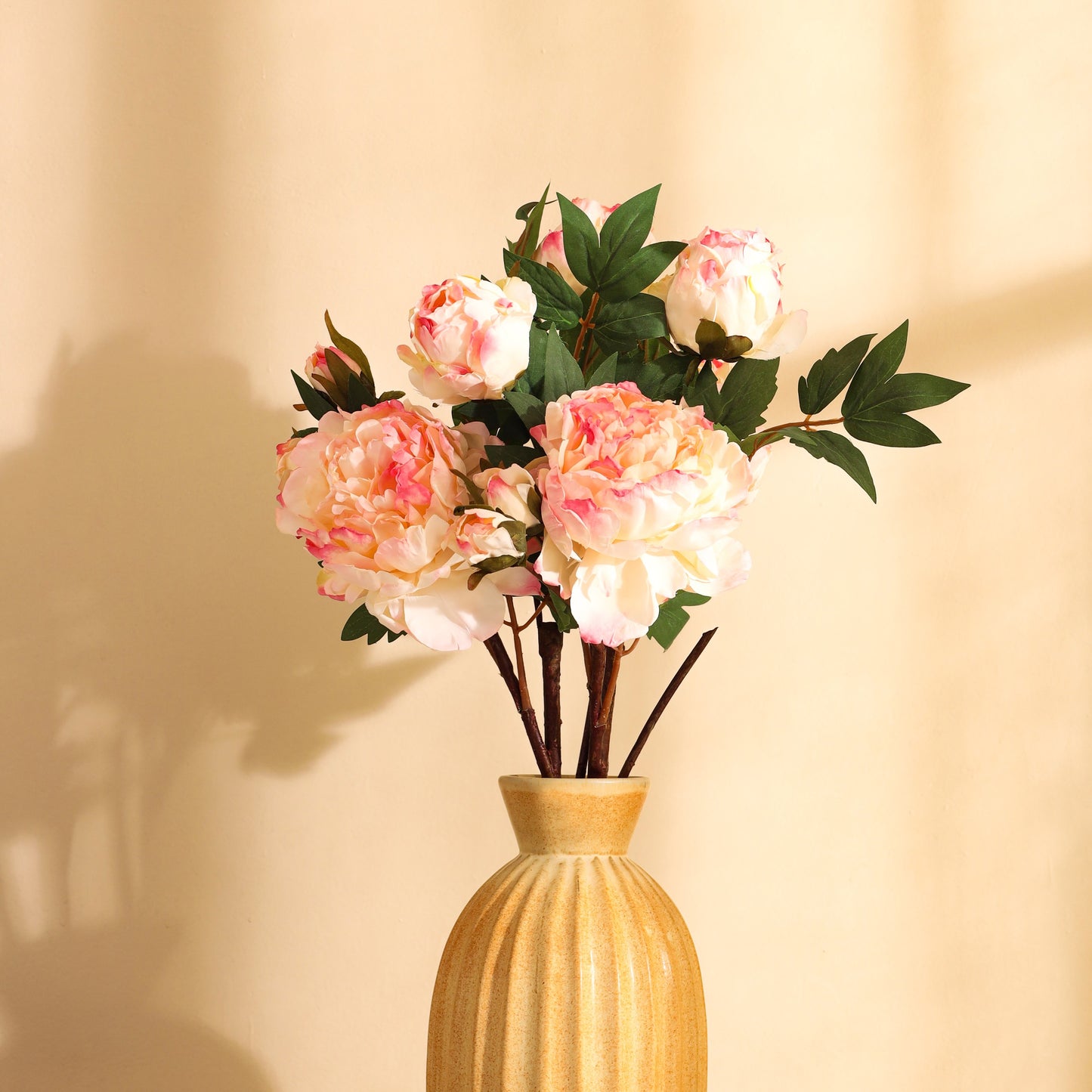 Artificial Peony Flower Spray (2 Feet, Pink)