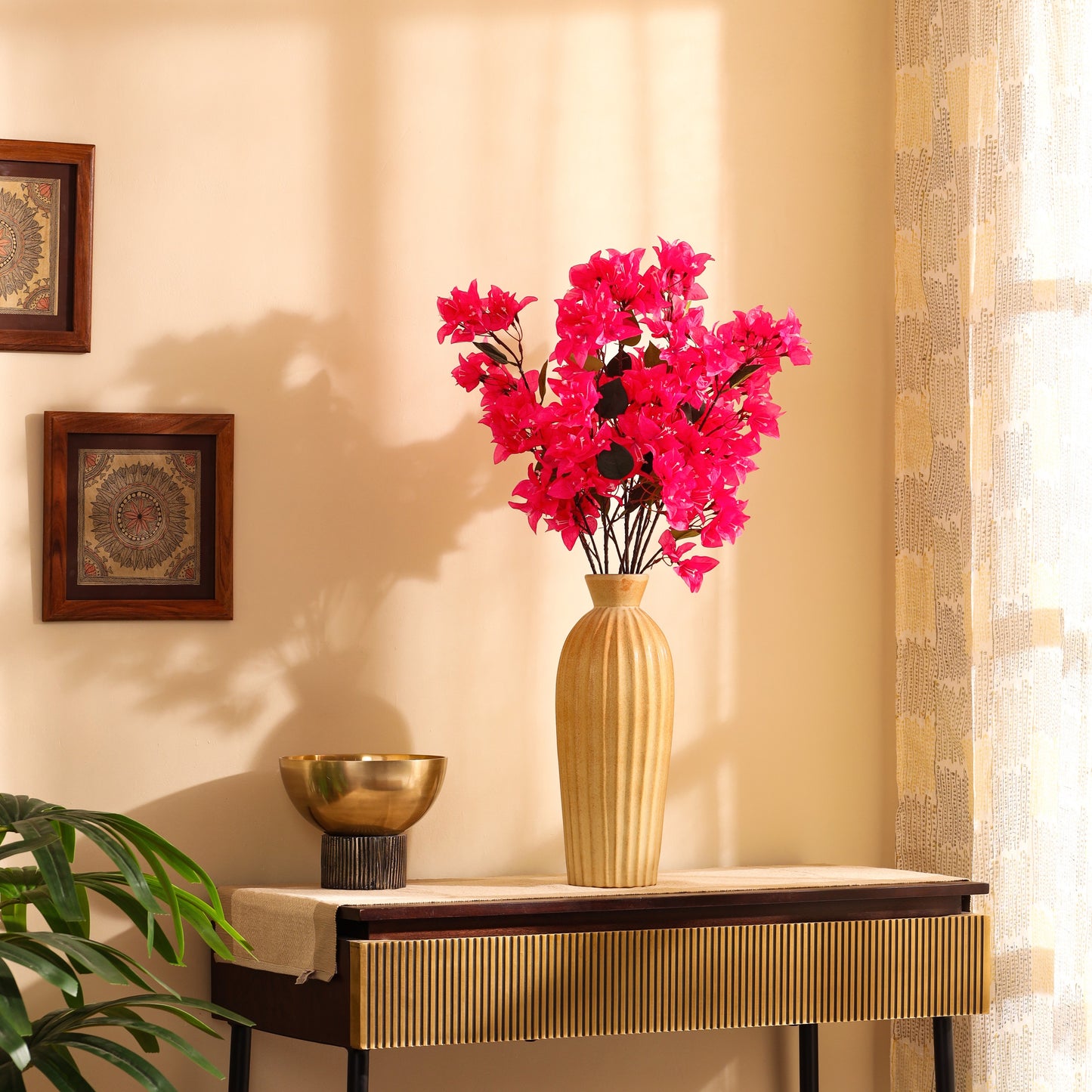 Artificial Bougainvillea Flower Sticks (Red, 3 Sticks, 2.5 Feet)