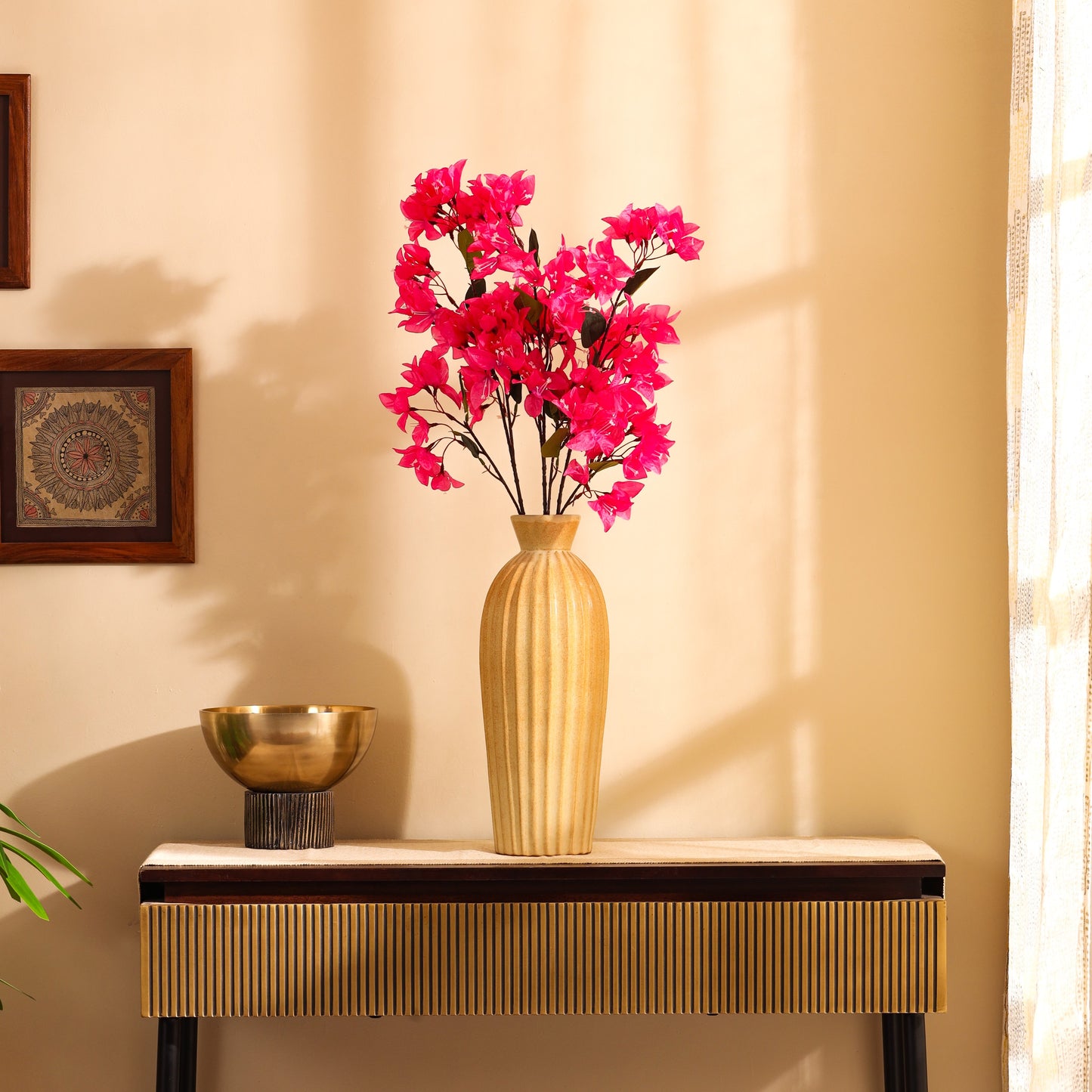 Artificial Bougainvillea Flower Sticks (Red, 3 Sticks, 2.5 Feet)
