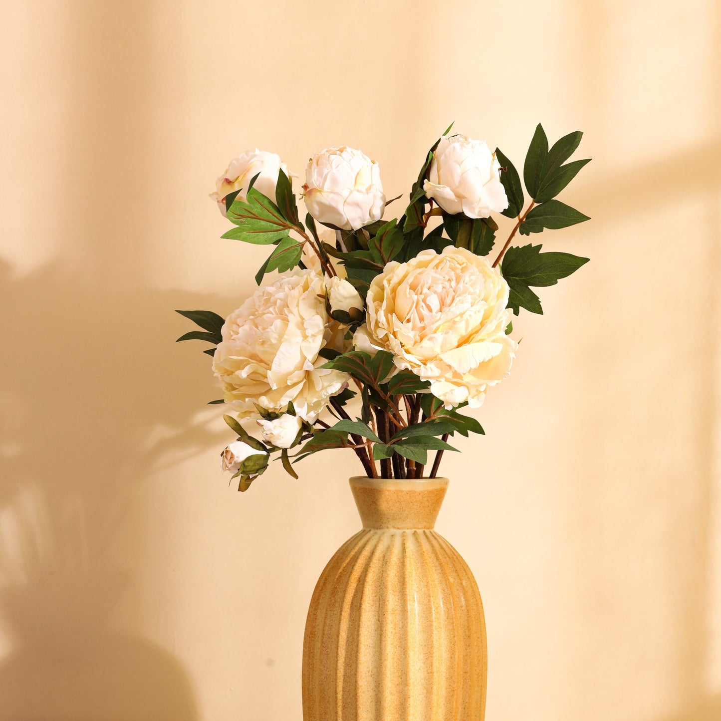 Artificial Peony Flower Spray (2 Feet, White)