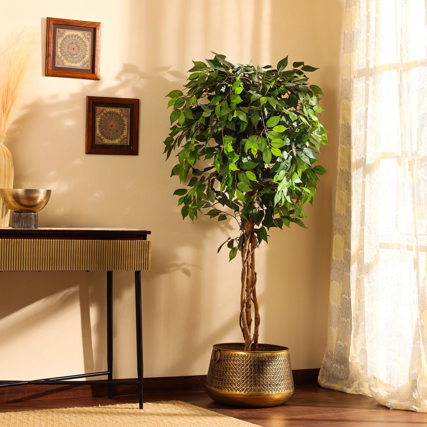 Artificial Ficus Plant in Black Pot (6 Feet)
