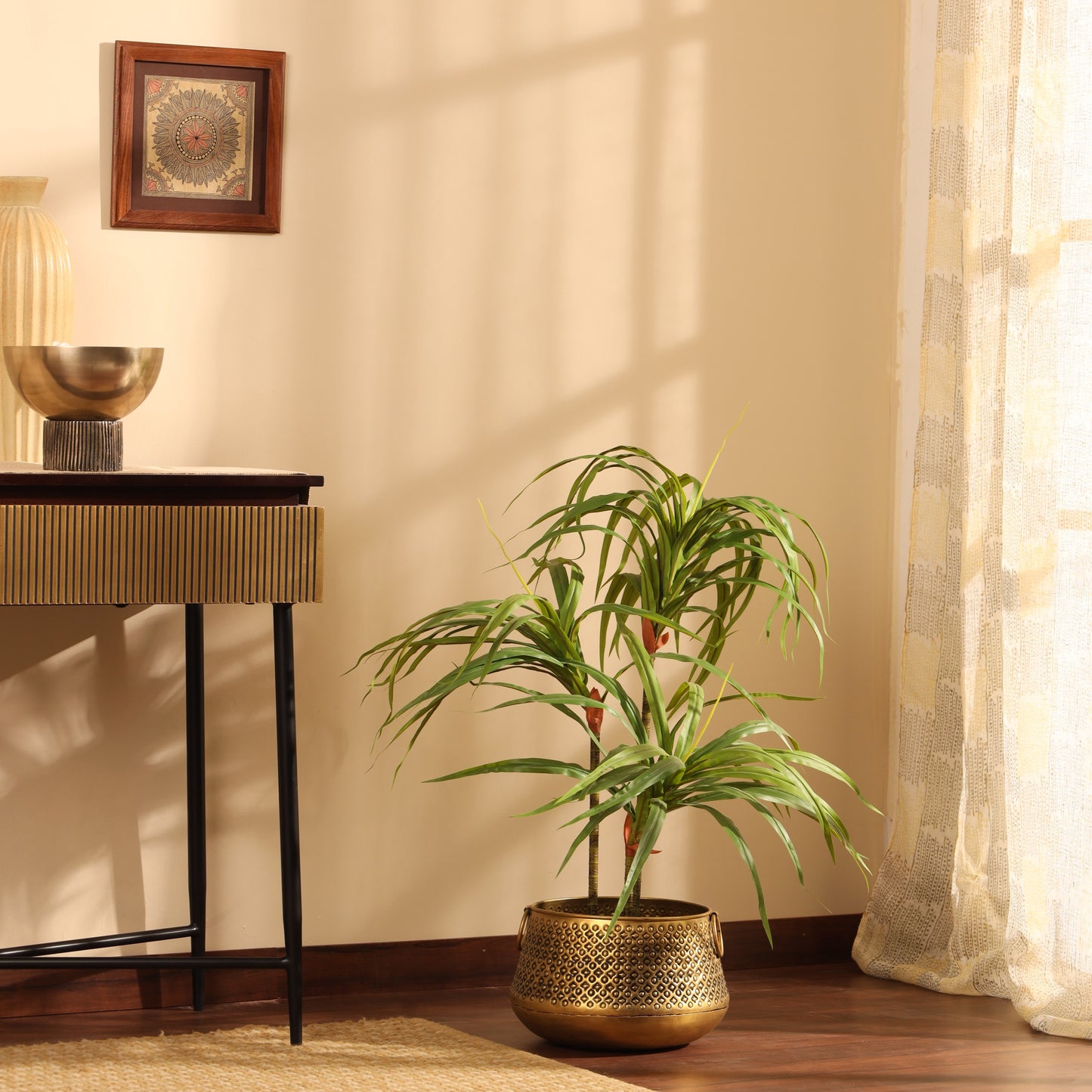Artificial Dracaena Plant in Black Pot (3 Feet)